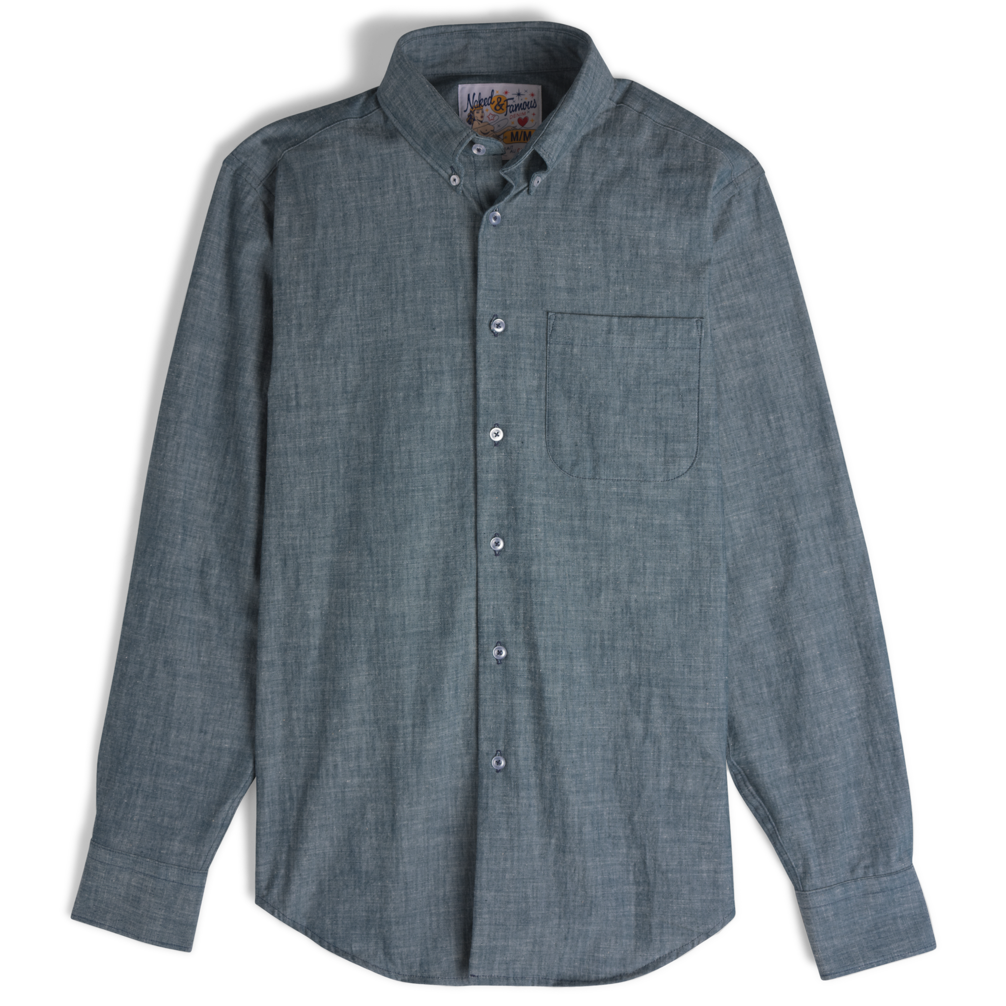  Easy Shirt - 5oz Rinsed Chambray - flat front 