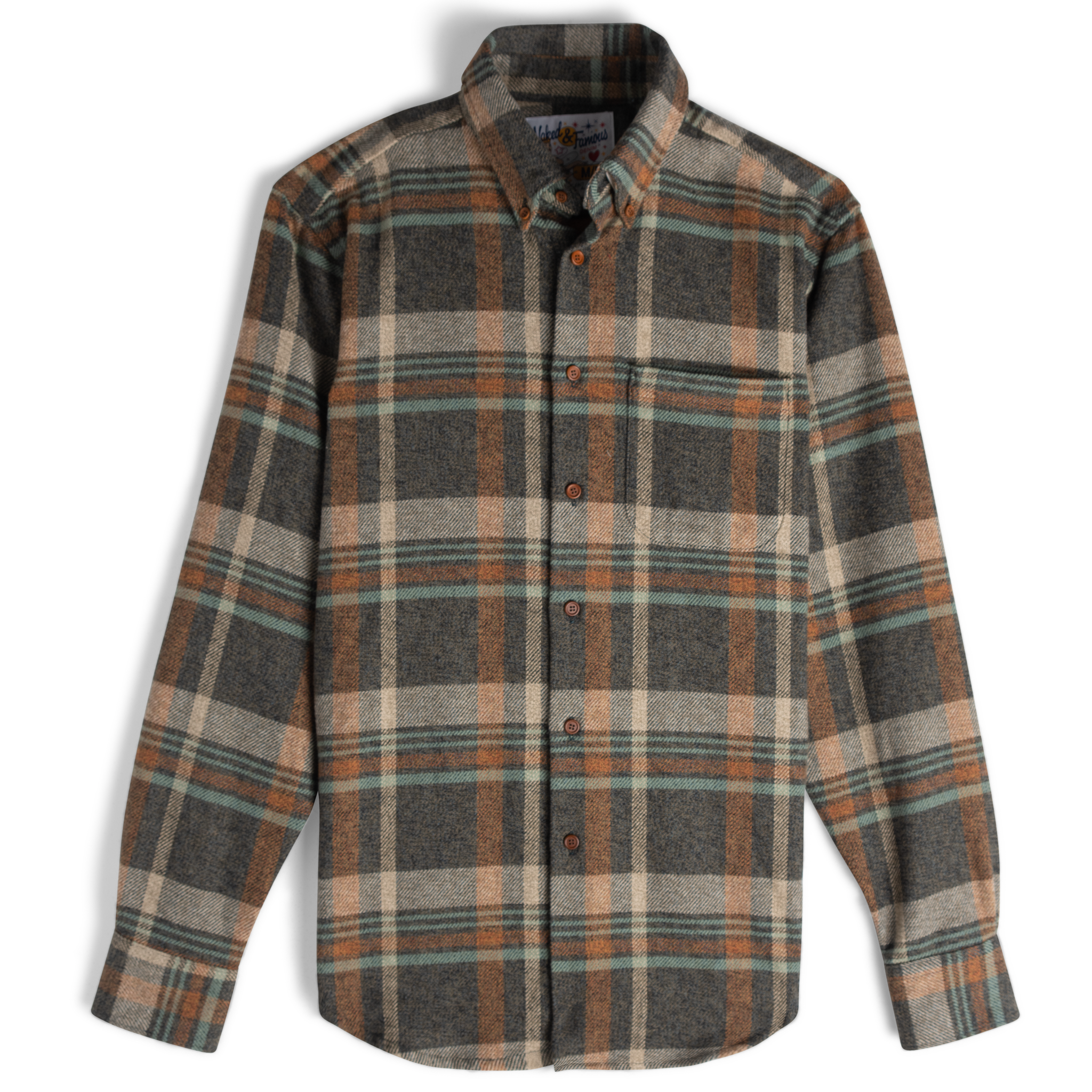  Easy Shirt - Heavy Vintage Flannel - Blue/Rust - Flat Front 
