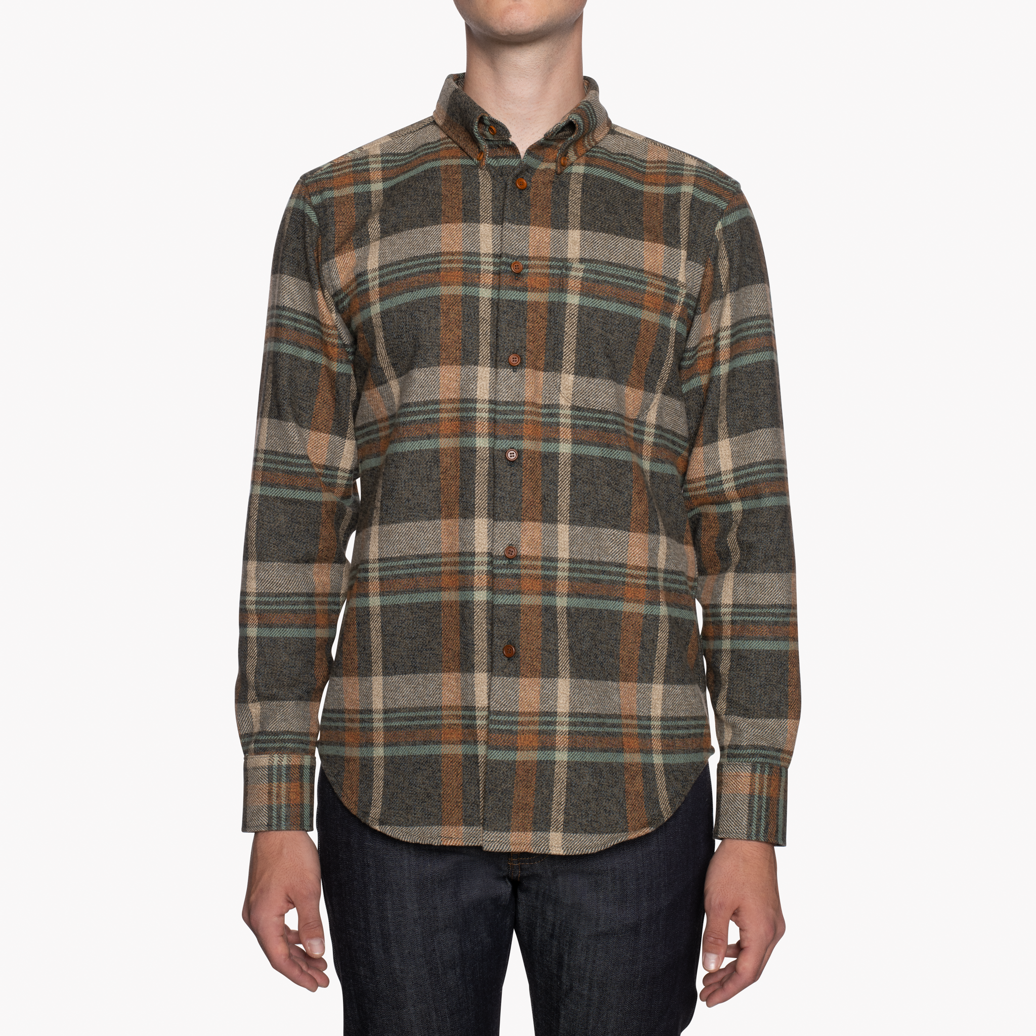  Easy Shirt - Heavy Vintage Flannel - Blue/Rust - Front 