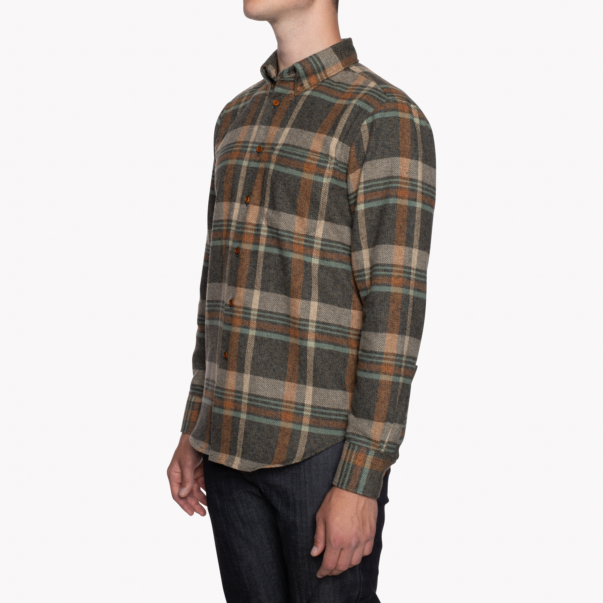  Easy Shirt - Heavy Vintage Flannel - Blue/Rust - side 