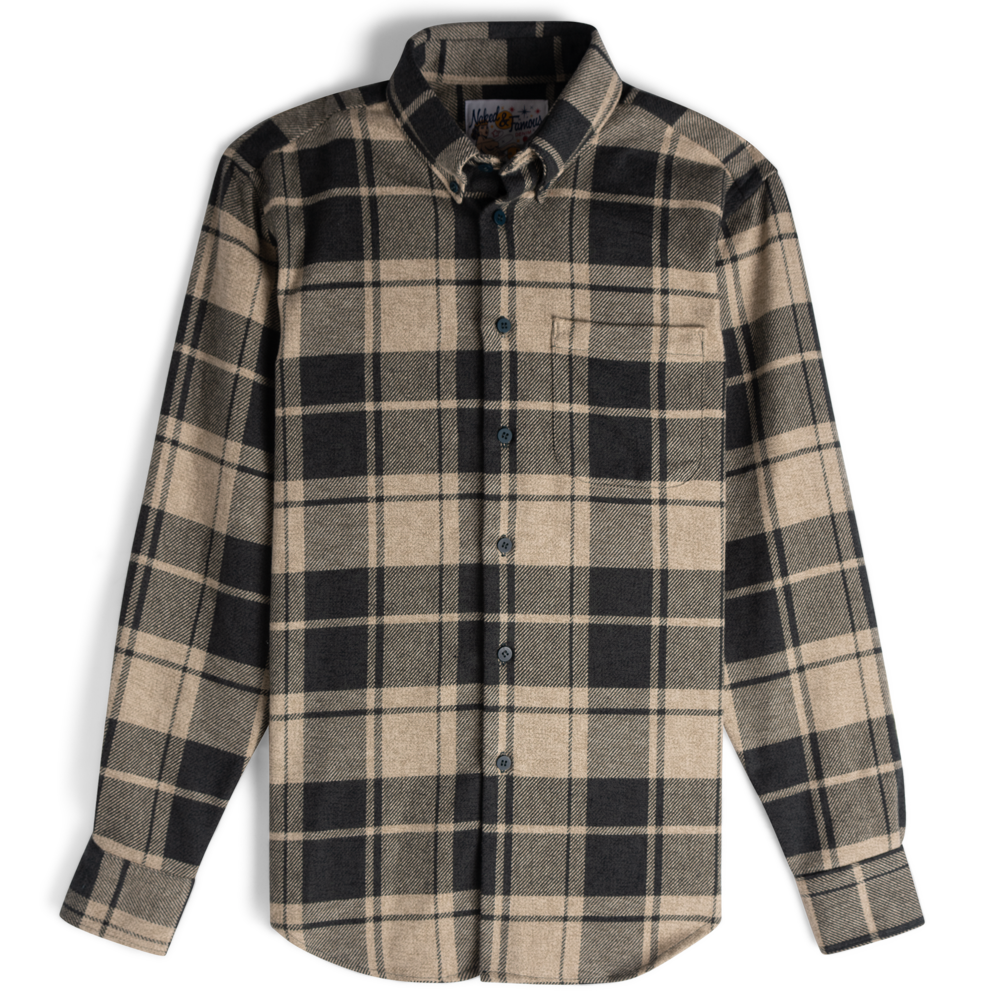  Easy Shirt - Heavy Vintage Flannel - Forest/Grey - flat front 