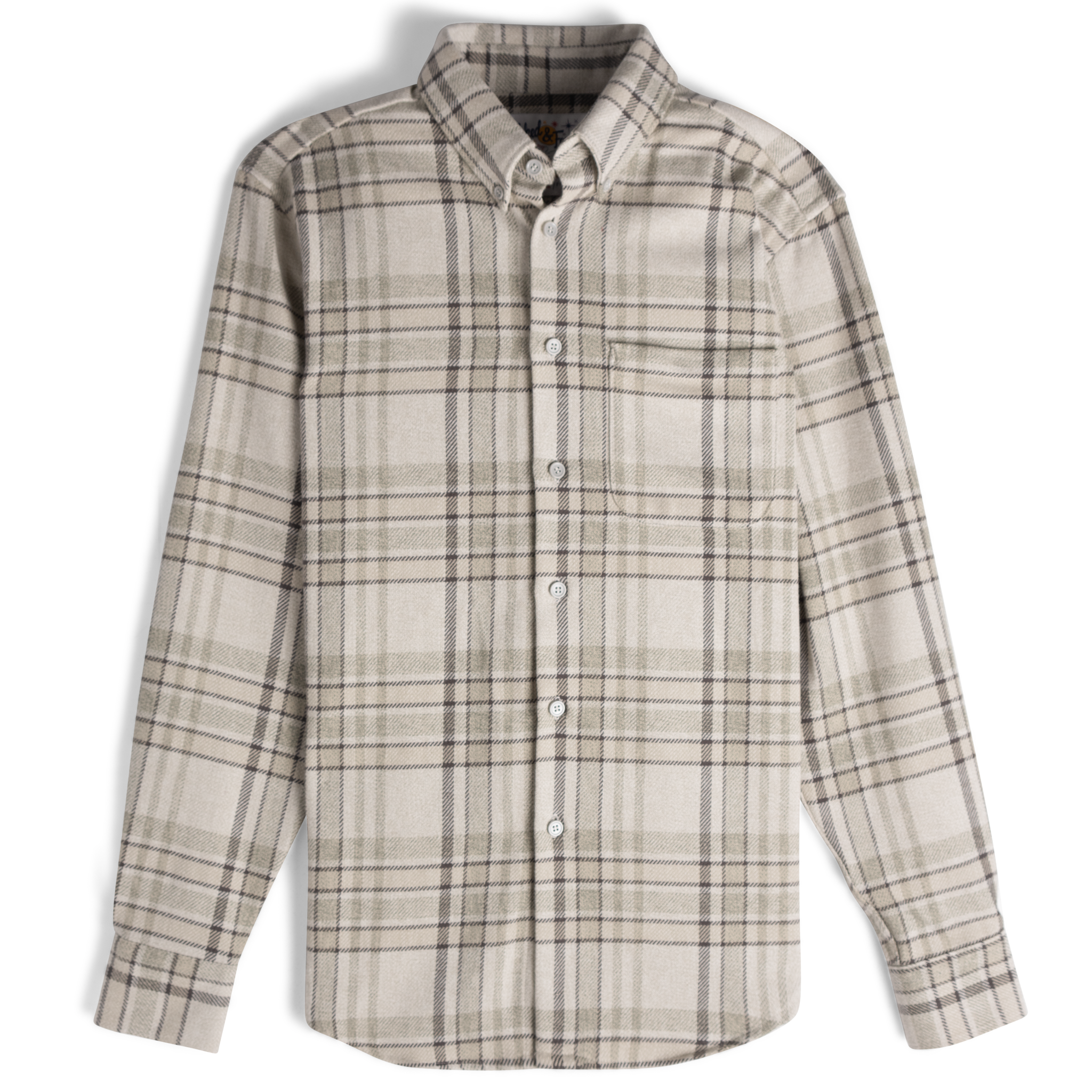  Easy Shirt - Heavy Vintage Flannel - Pale Grey - flat front   