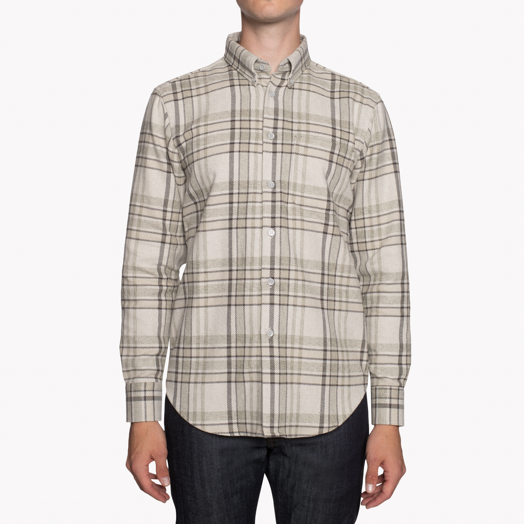  Easy Shirt - Heavy Vintage Flannel - Pale Grey - front 