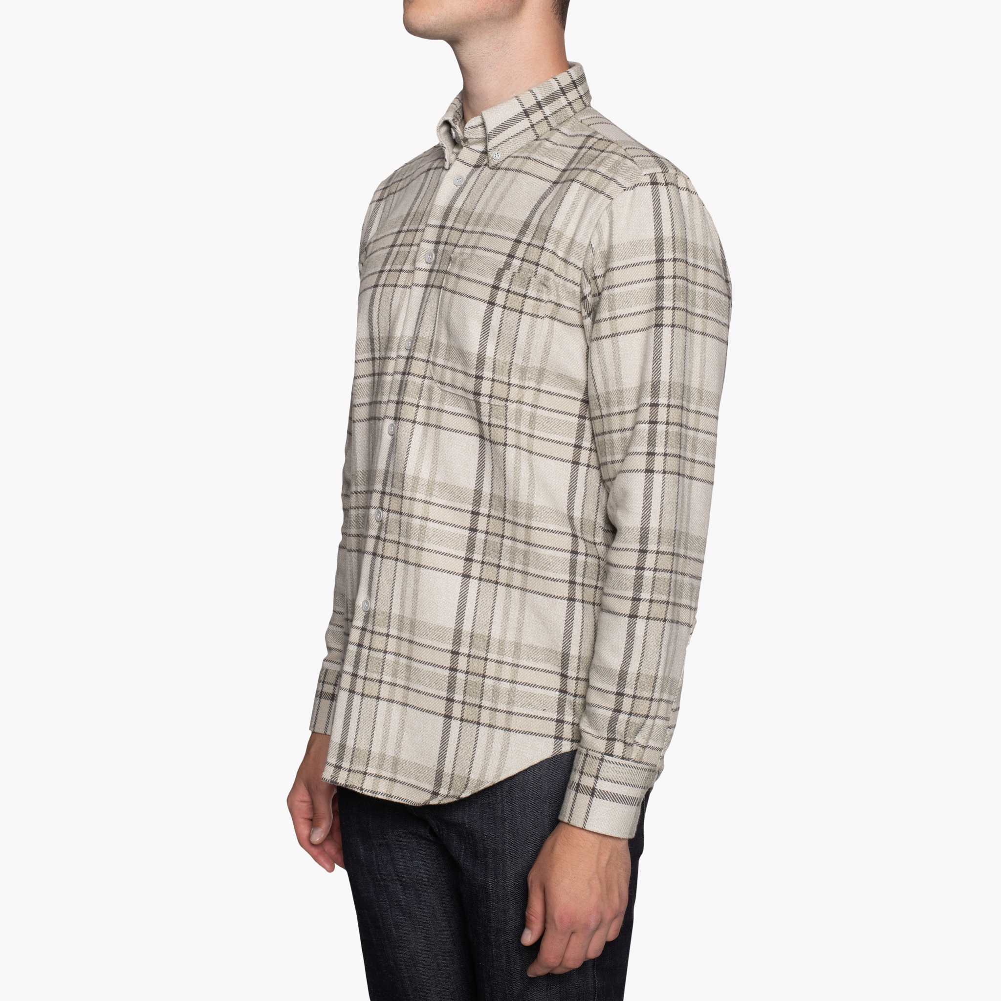  Easy Shirt - Heavy Vintage Flannel - Pale Grey - side 