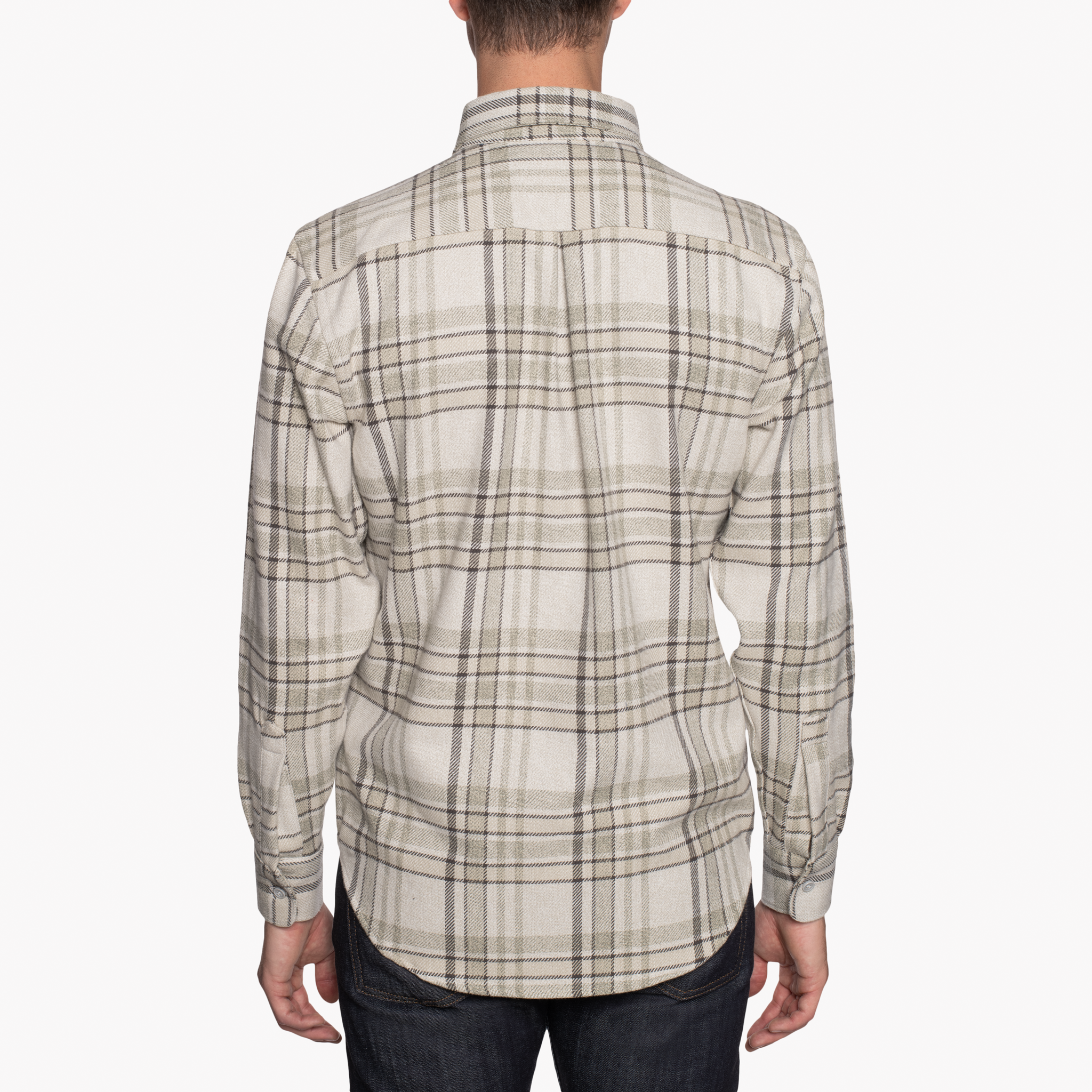  Easy Shirt - Heavy Vintage Flannel - Pale Grey - back 