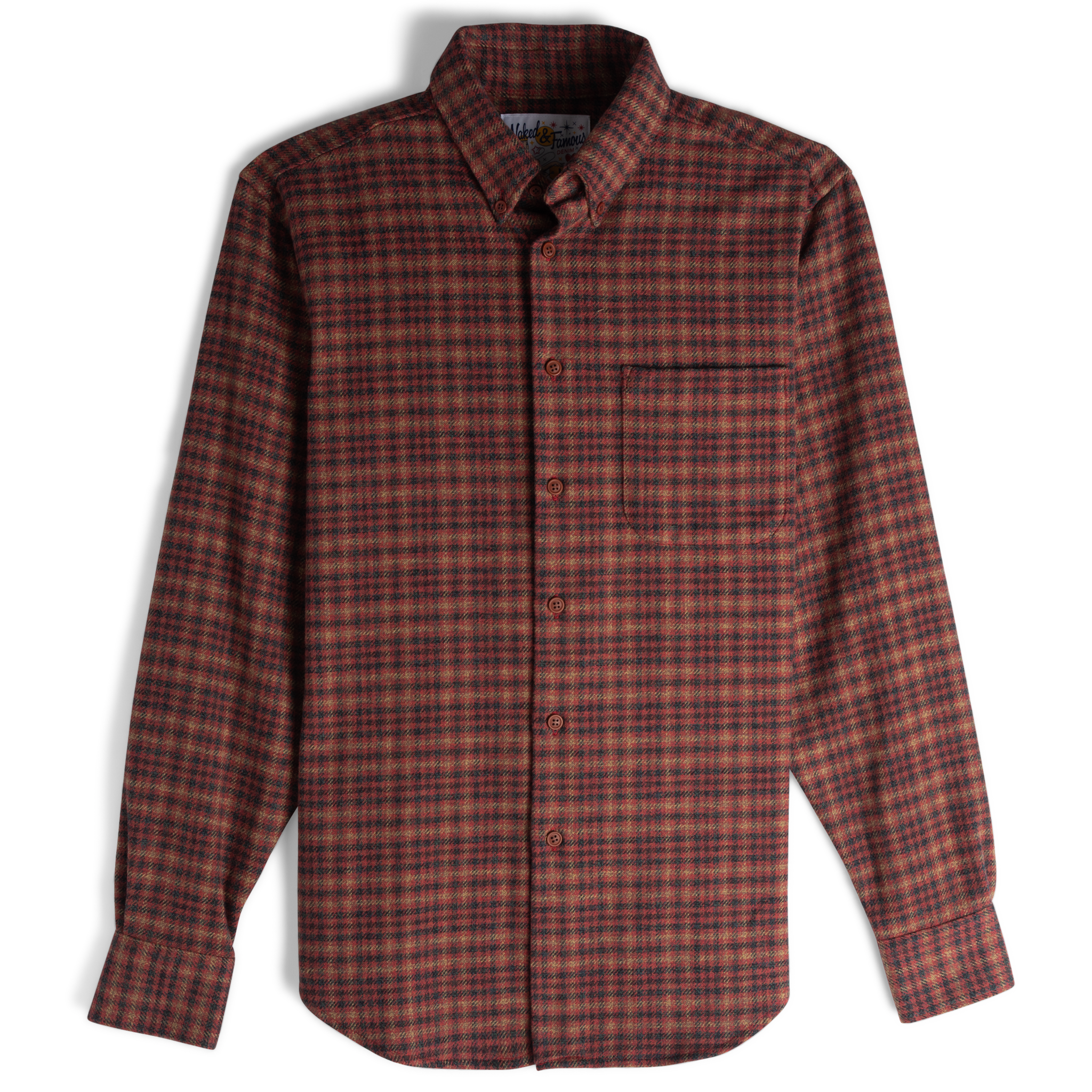  Easy Shirt - Heavy Vintage Flannel - Red - flat front   