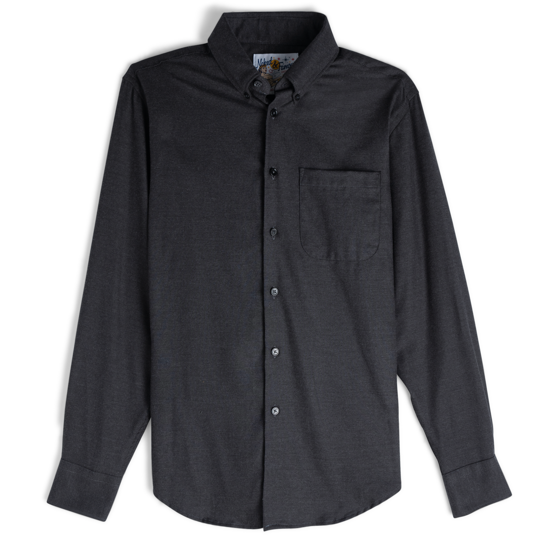  Easy Shirt - Soft Twill - Charcoal - flat front 
