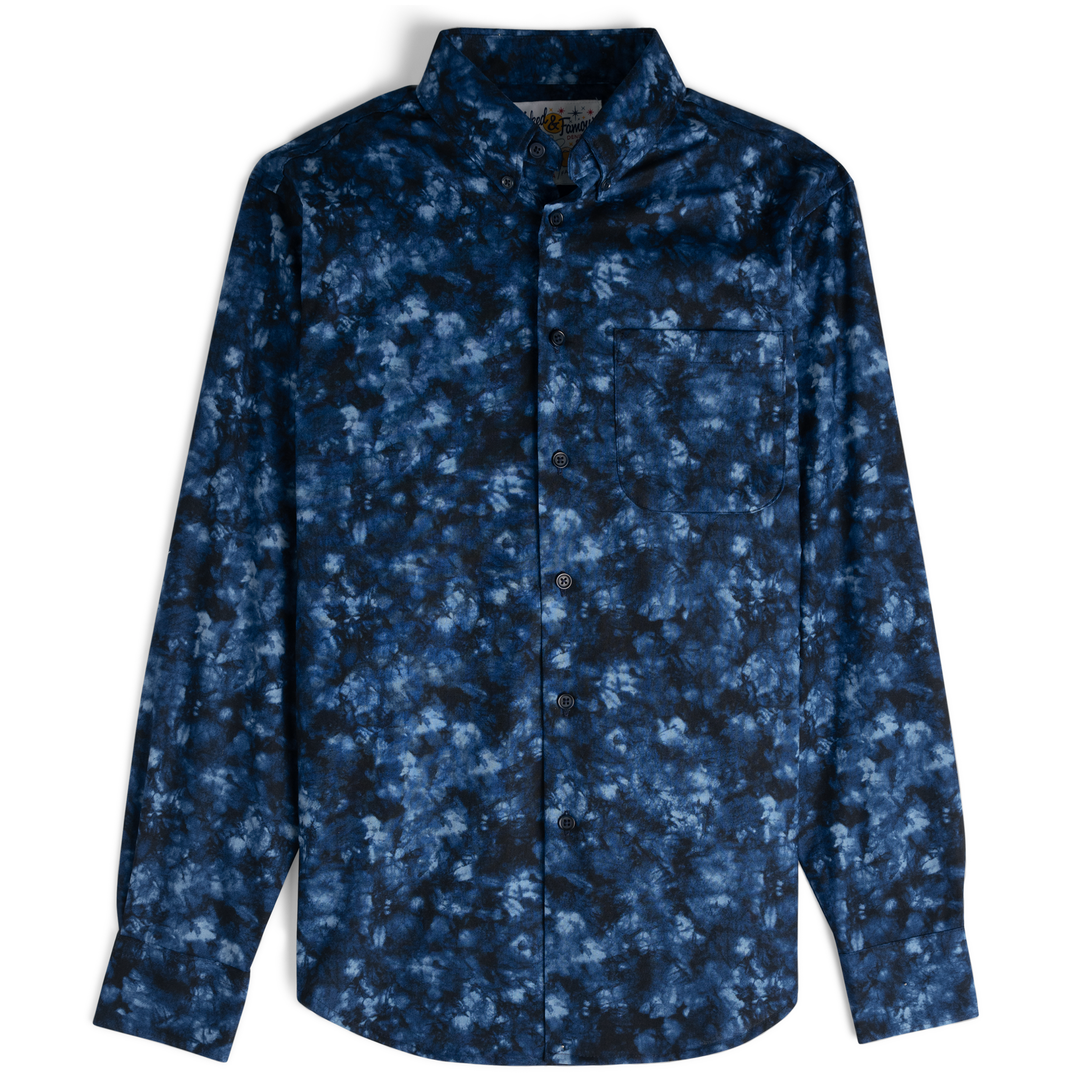  Easy Shirt - Tie Dye Print - Dark Blue - flat front 