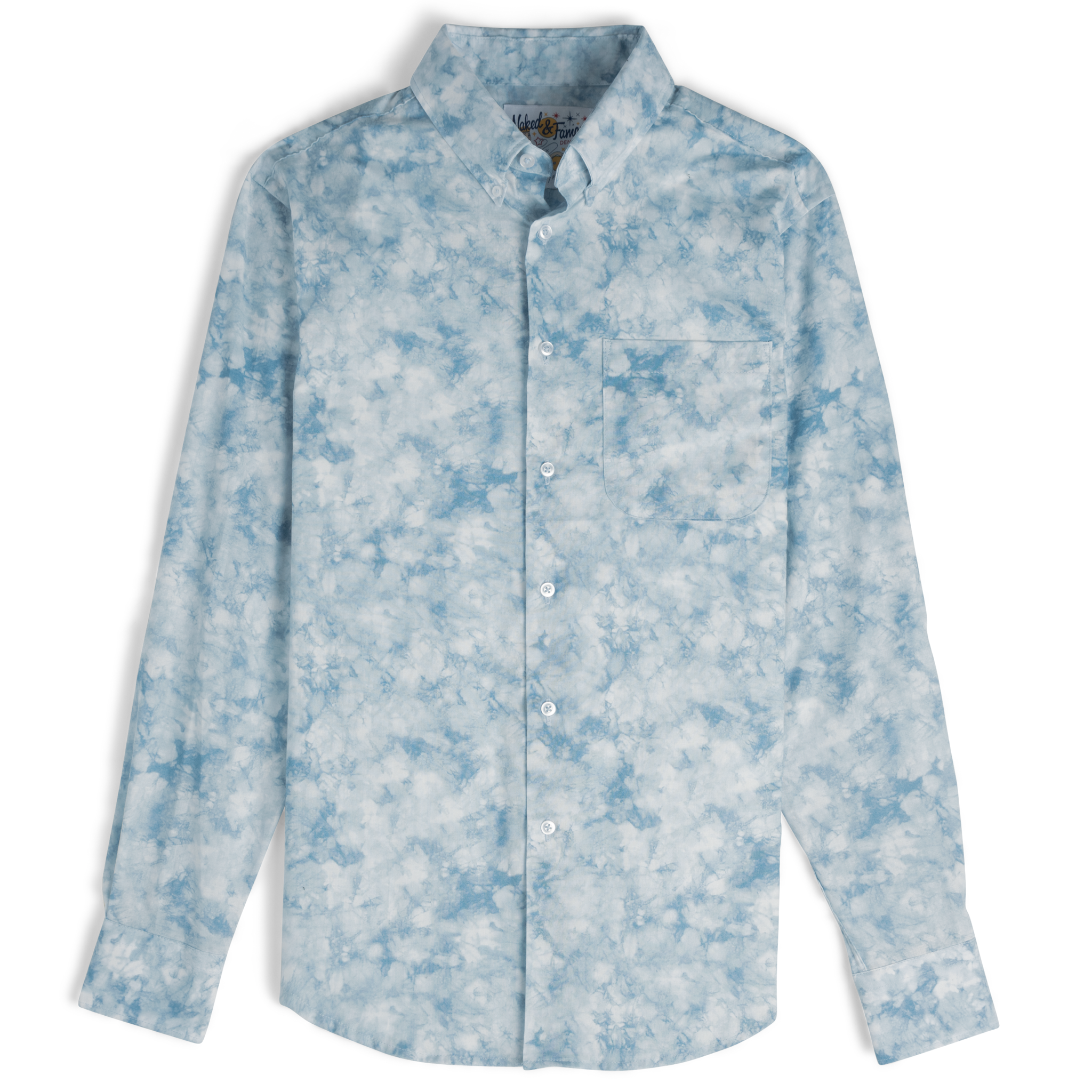  Easy Shirt - Tie Dye Print - Pale Blue - flat front 