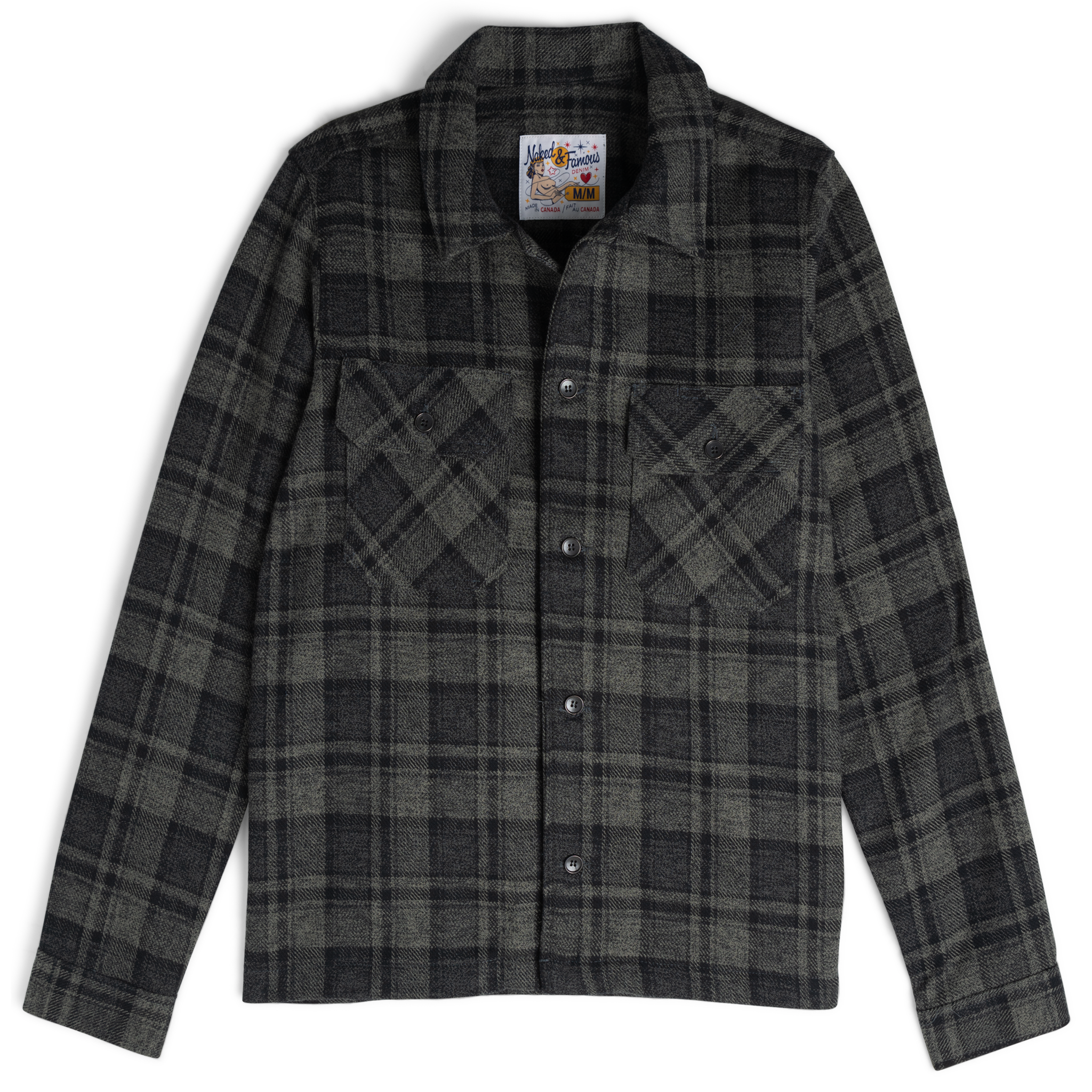  Work Shirt - Heavy Vintage Flannel - Charcoal - flat front 