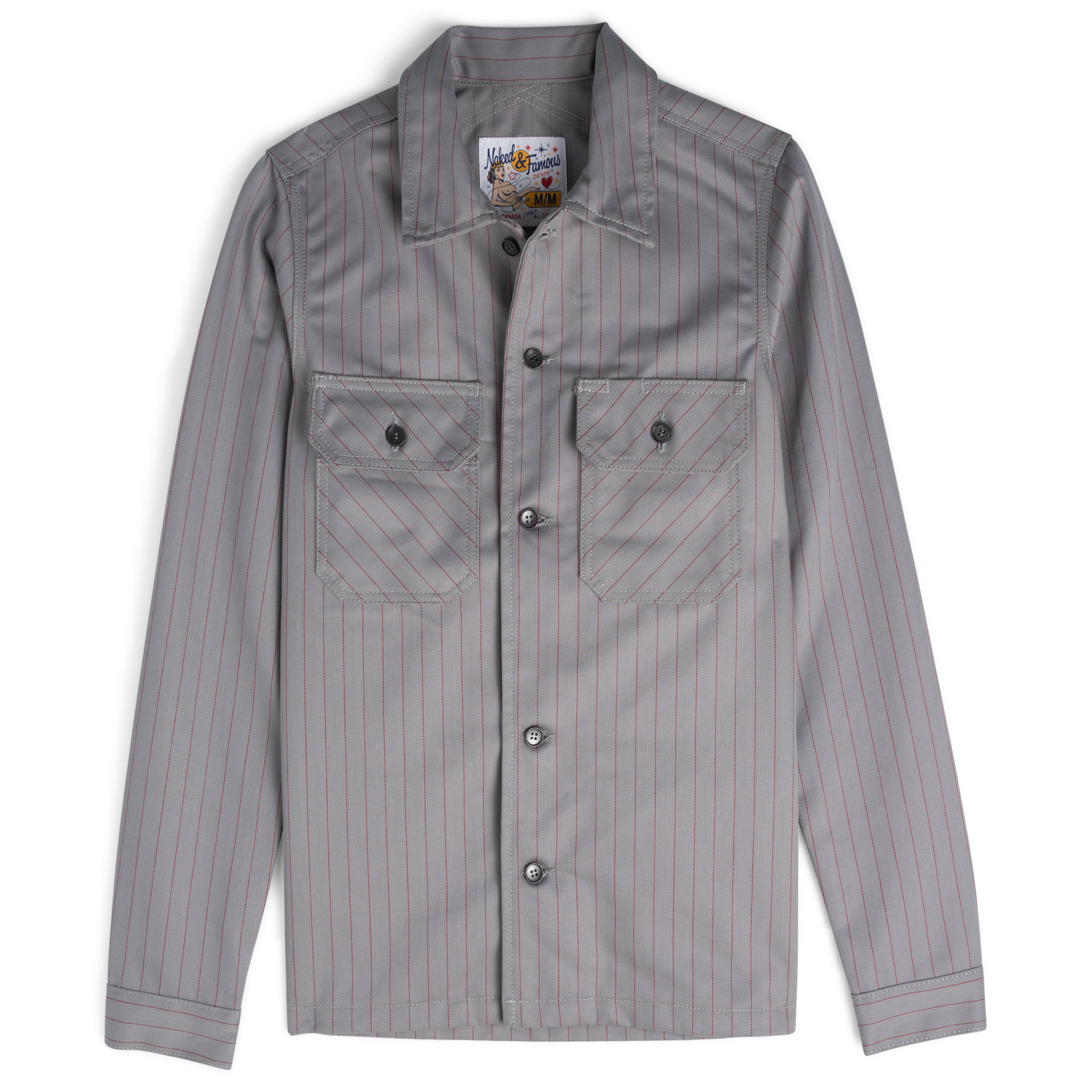  Work Shirt - Repro Workwear Twill - Grey - flat front 