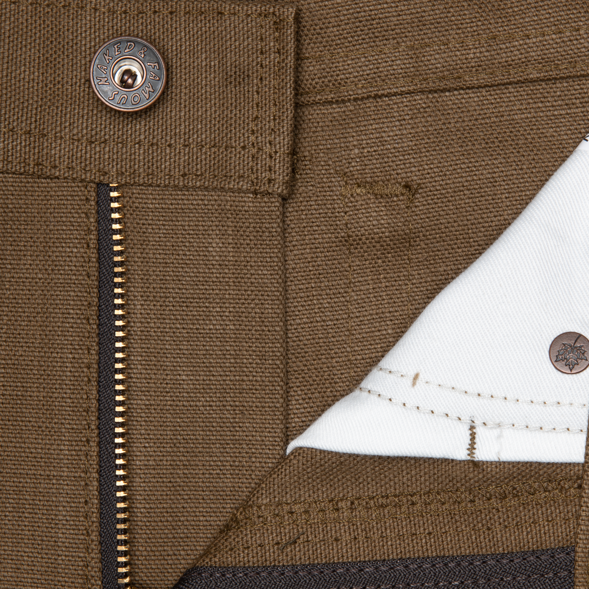  Raw Cotton Canvas - Brown - zip fly 