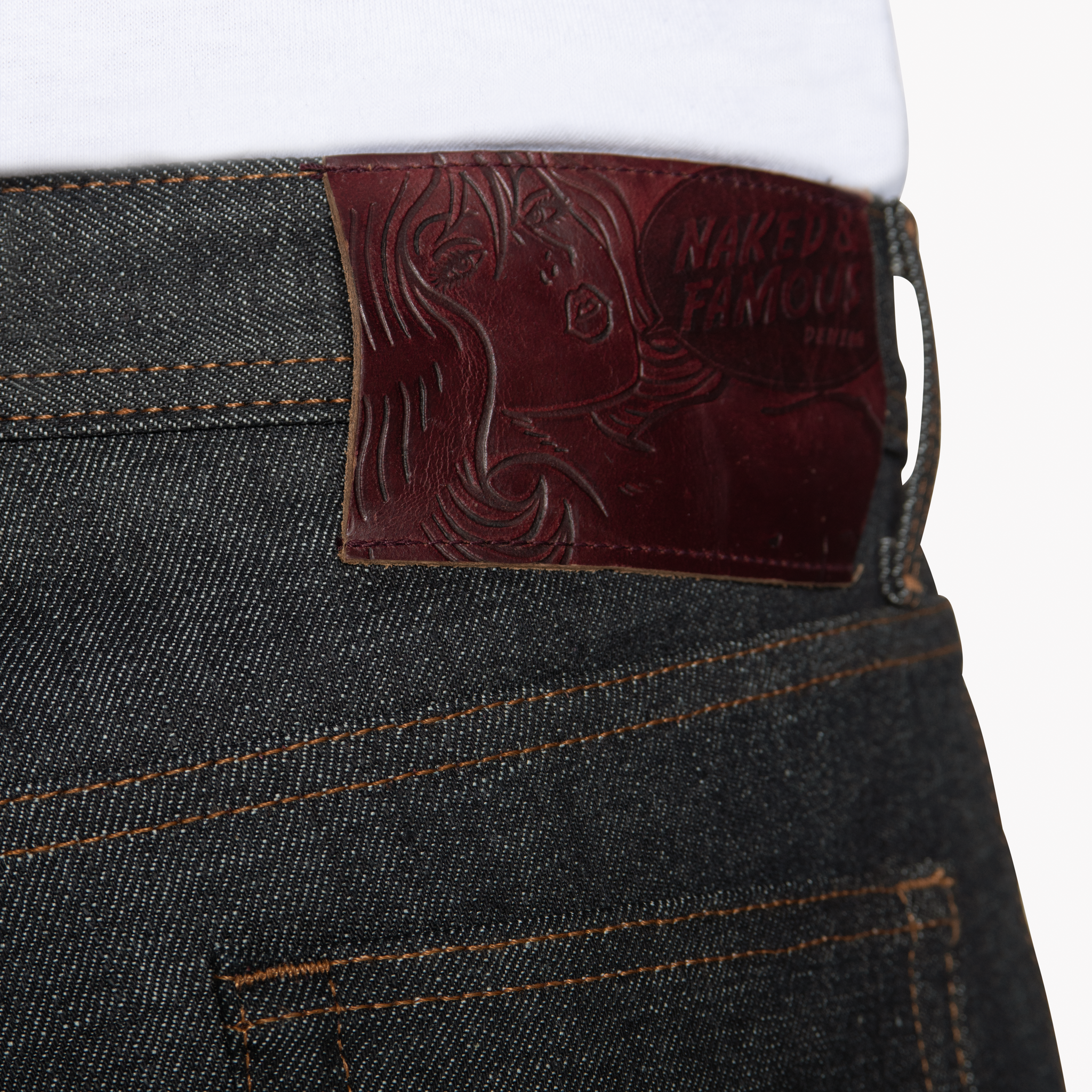  Red Gradient Core Selvedge jeans - leather patch 
