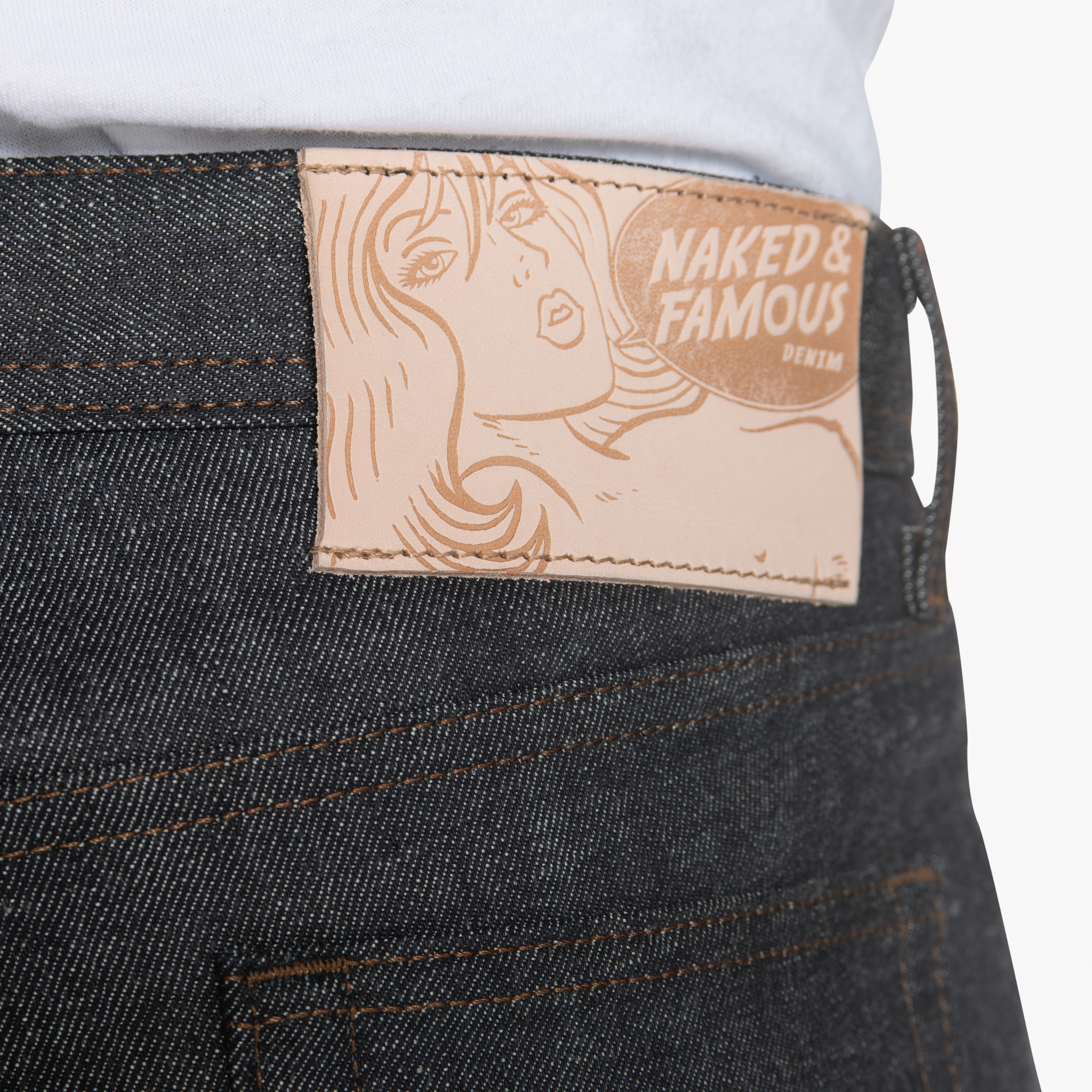  Scratch-n-Sniff - Hiba Cypress  jeans - leather patch 
