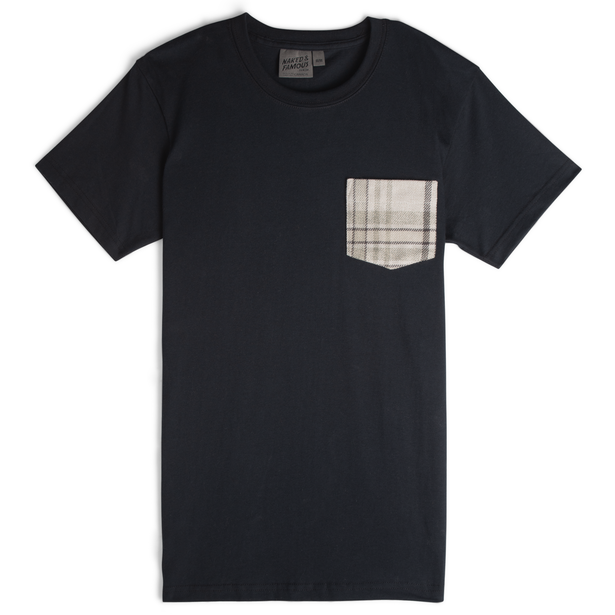  Contract Pocket Tee - Black + Heavy Vintage Flannel Pale Grey - flat front 