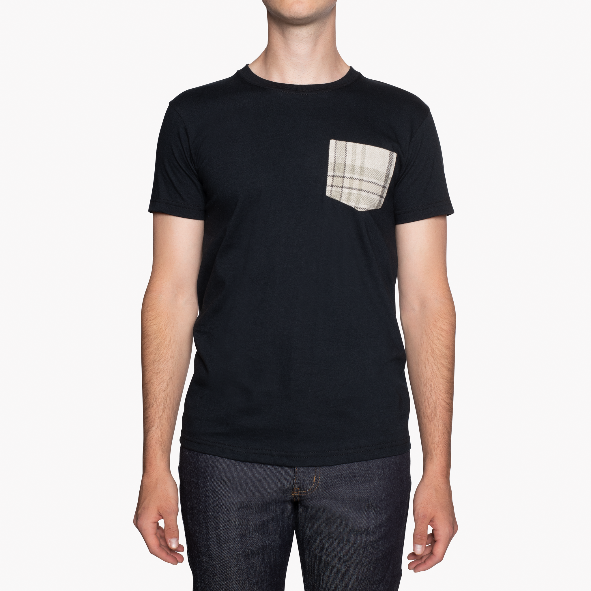  Contract Pocket Tee - Black + Heavy Vintage Flannel Pale Grey - front 
