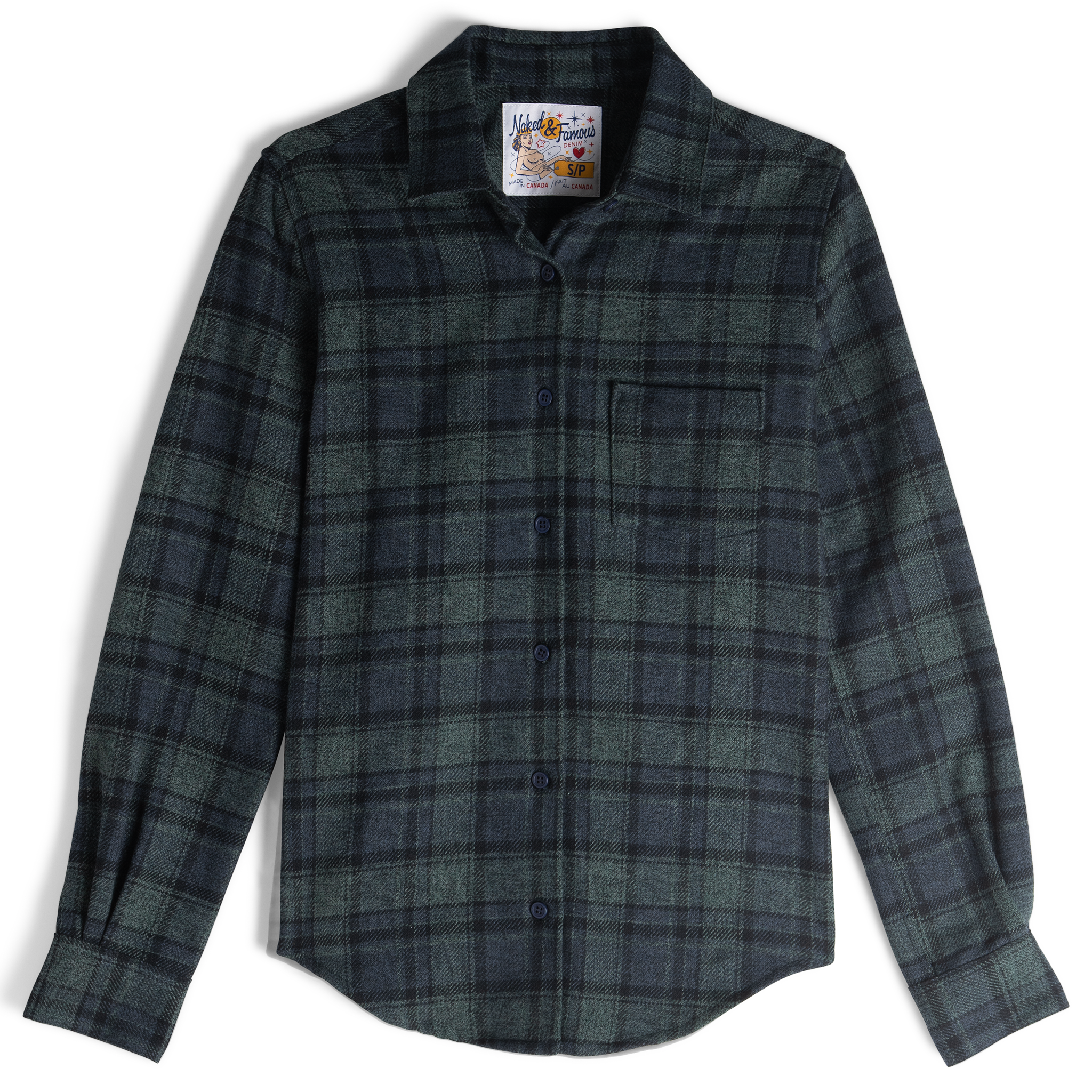  Women’s Country Shirt - Heavy Vintage Flannel - Blue/Green - Flat Front 
