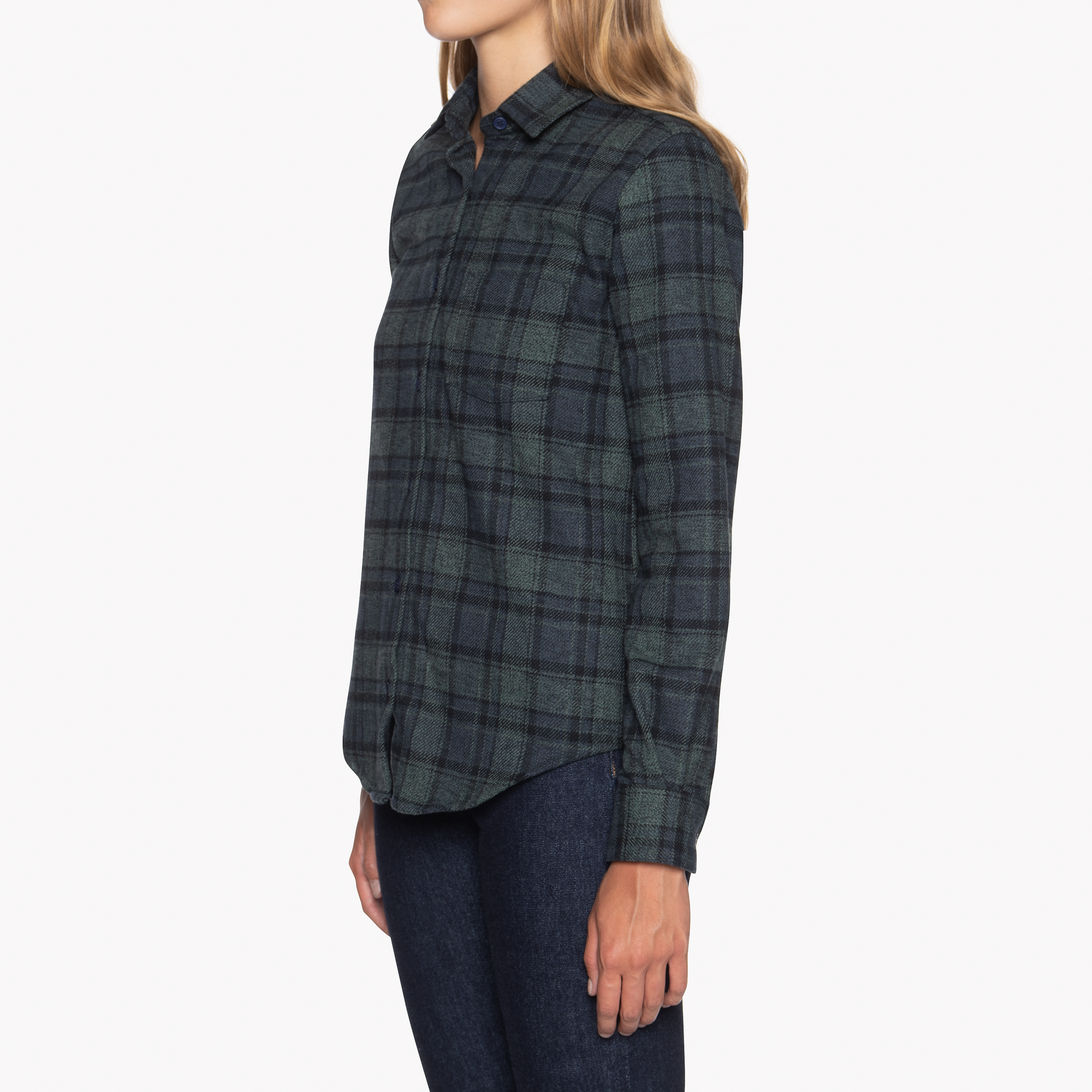  Women’s Country Shirt - Heavy Vintage Flannel - Blue/Green - Side 