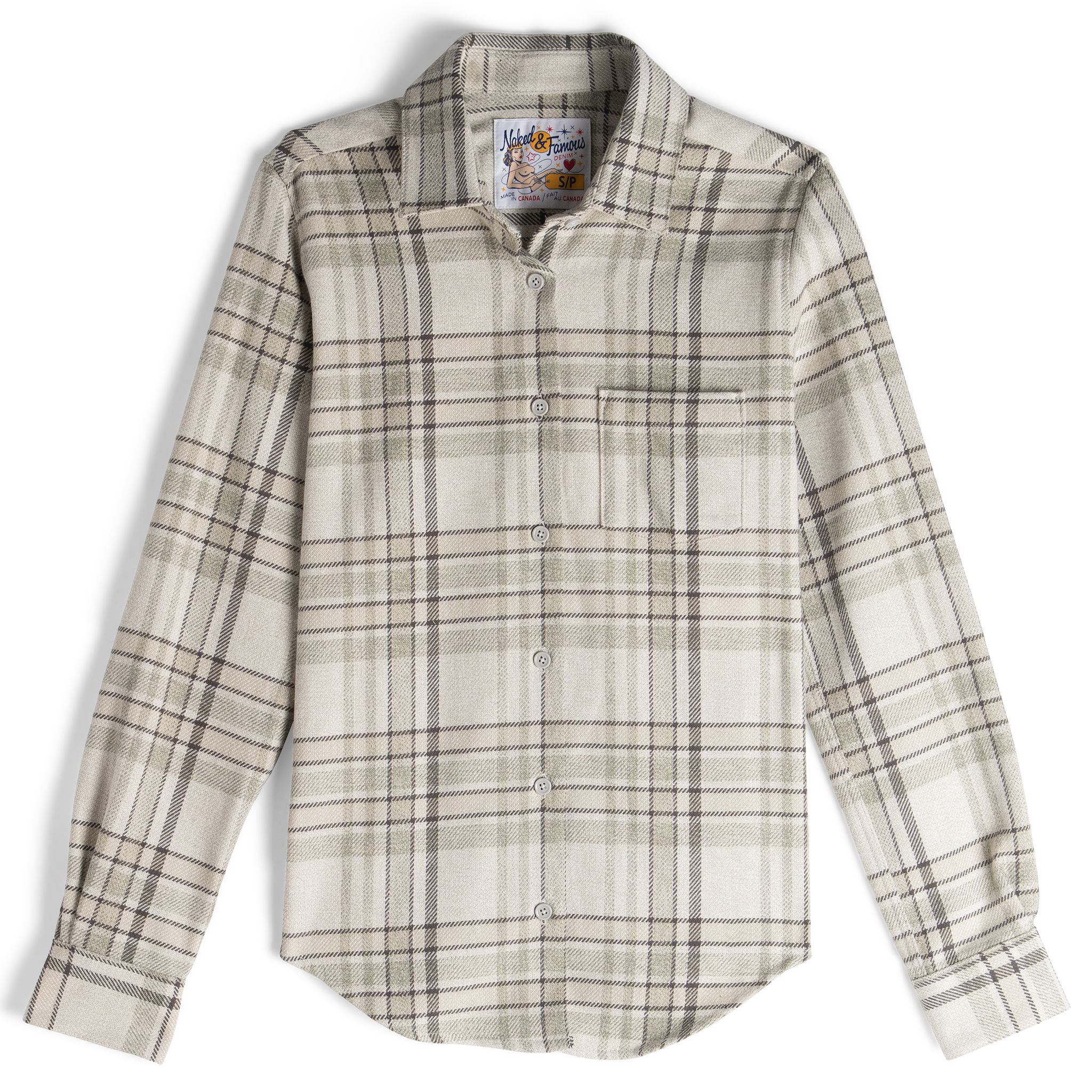  Women’s Country Shirt - Heavy Vintage Flannel - Pale Grey - Flat Front 