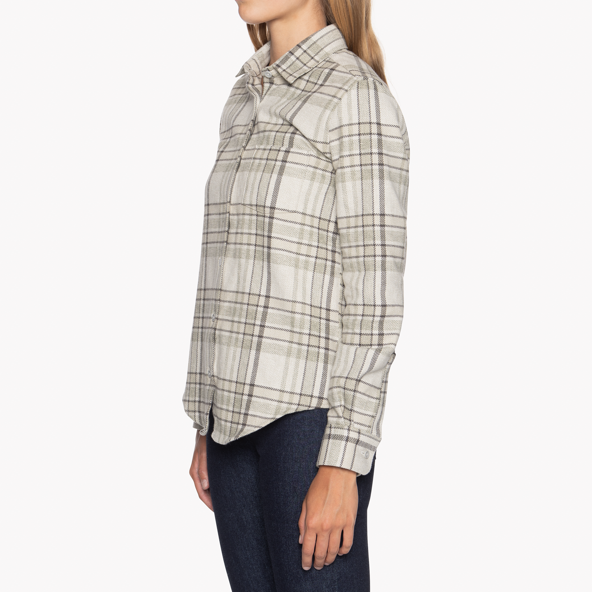  Women’s Country Shirt - Heavy Vintage Flannel - Pale Grey - side 