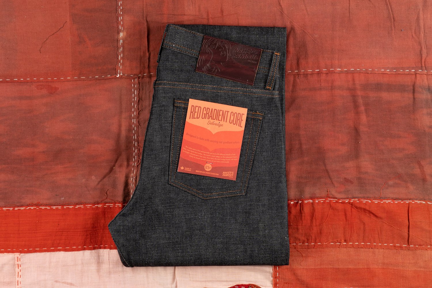 Red Gradient Core Selvedge - Folded Flat