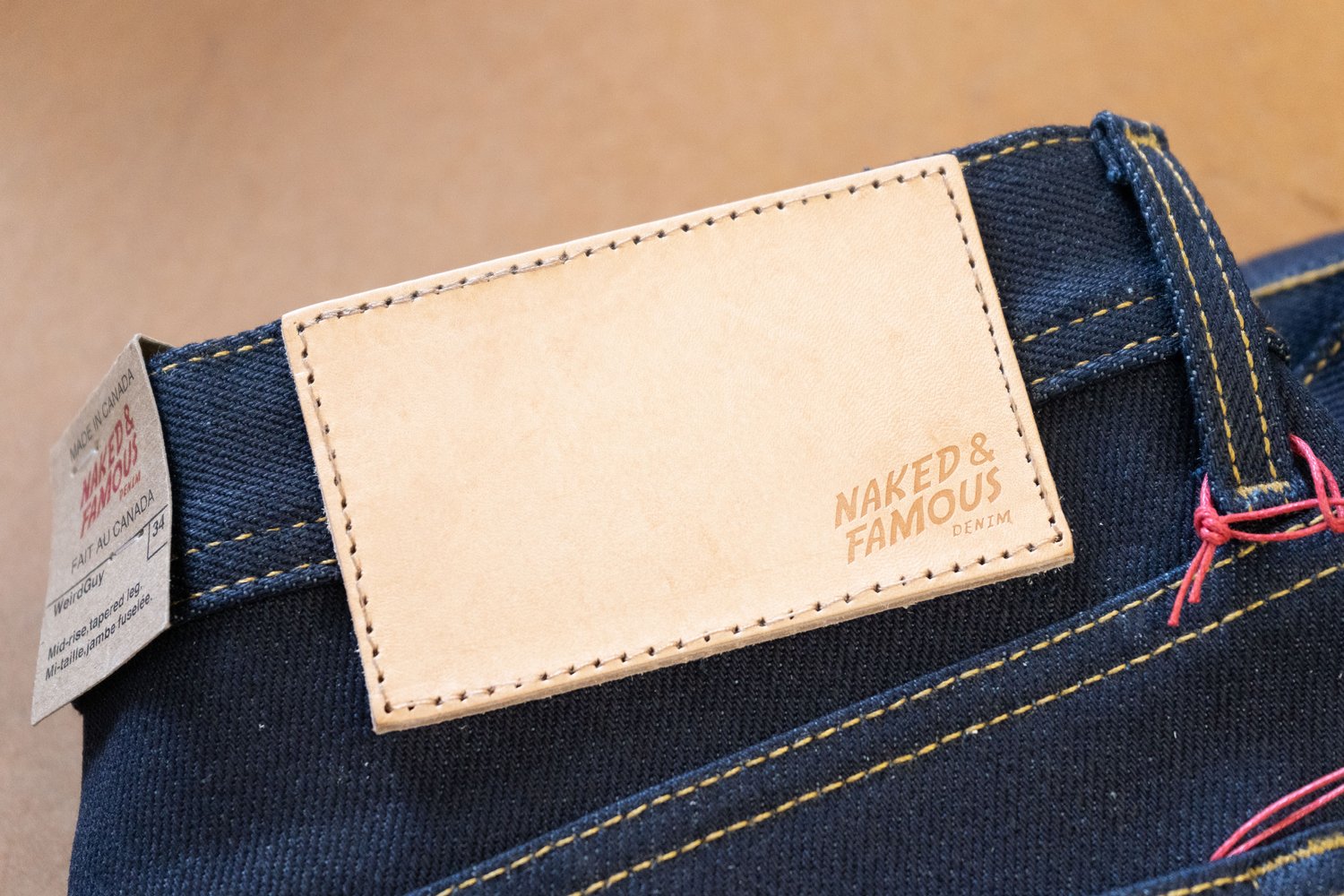 Customized Leather Patch Application - Natural Veg Tan On Jean
