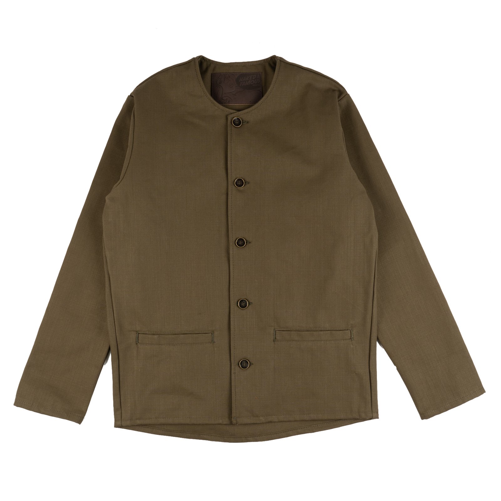  Smart Jacket - Raw Cotton Canvas - Olive - flat front 
