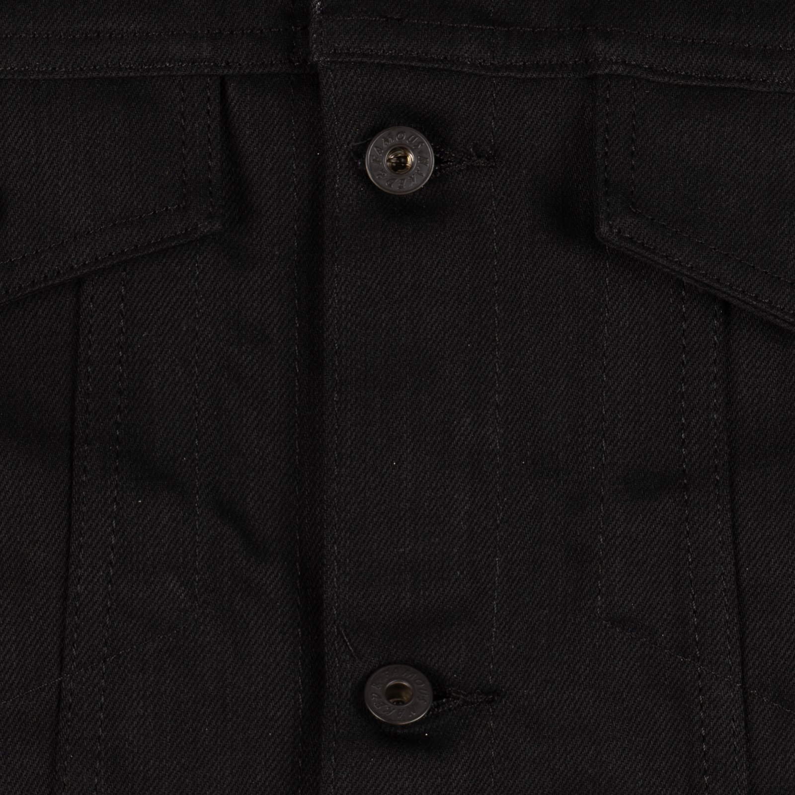  Deadstock Double Black Selvedge Denim Jacket - closeup front 
