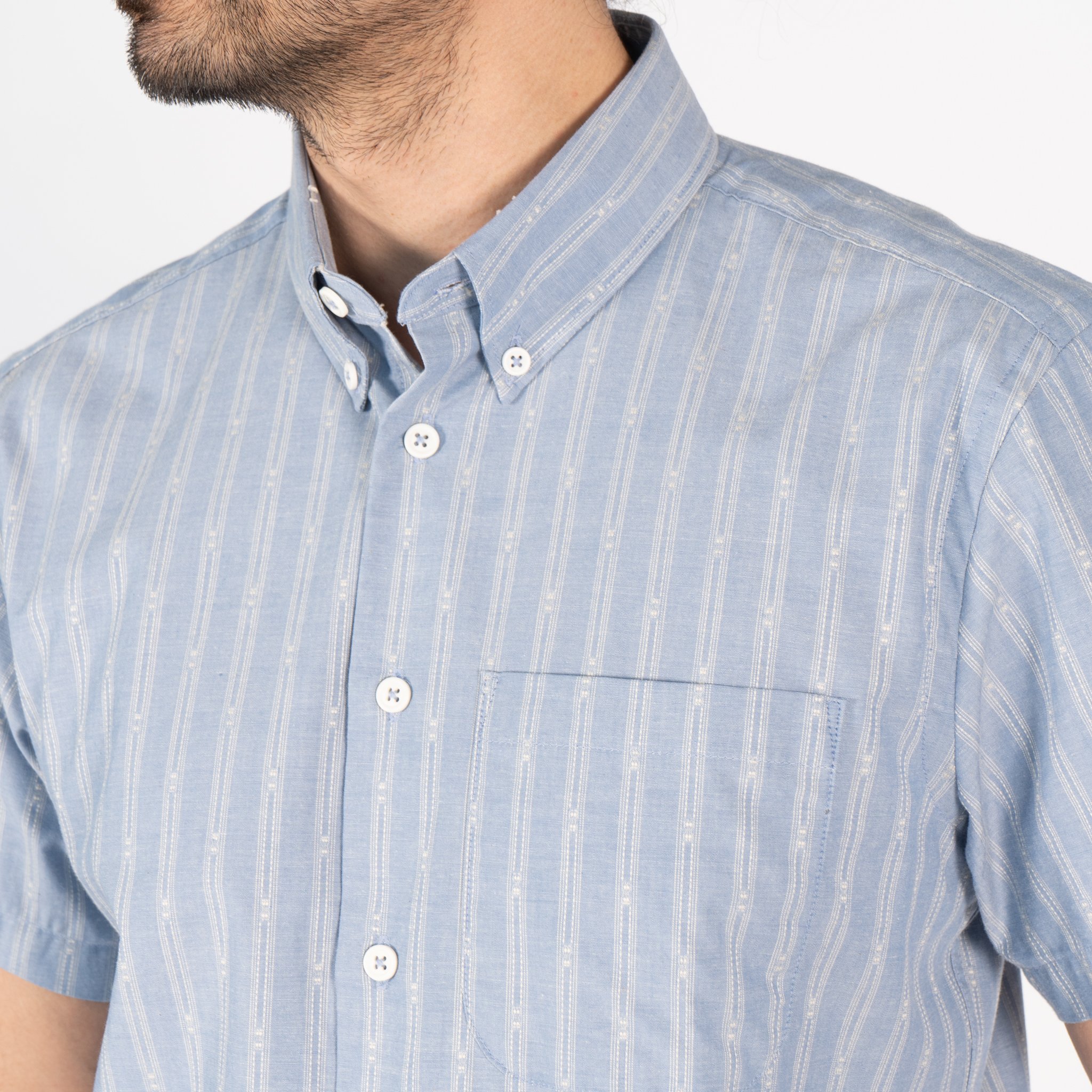 Short Sleeve Easy Shirt - Vintage Dobby Stripes | Naked & Famous Denim