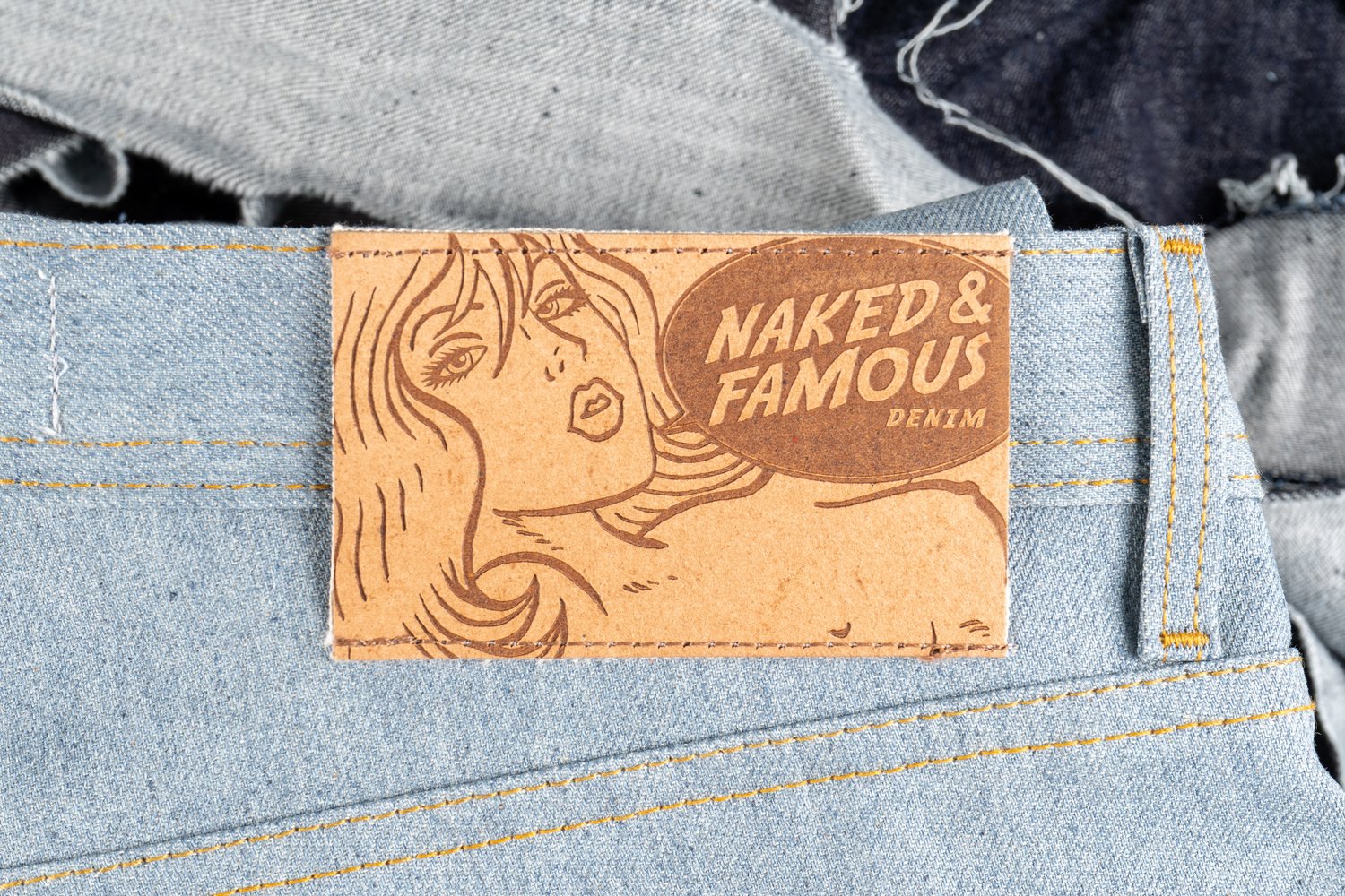 Lightweight Recycled Selvedge Stone Blue - Leather Patch