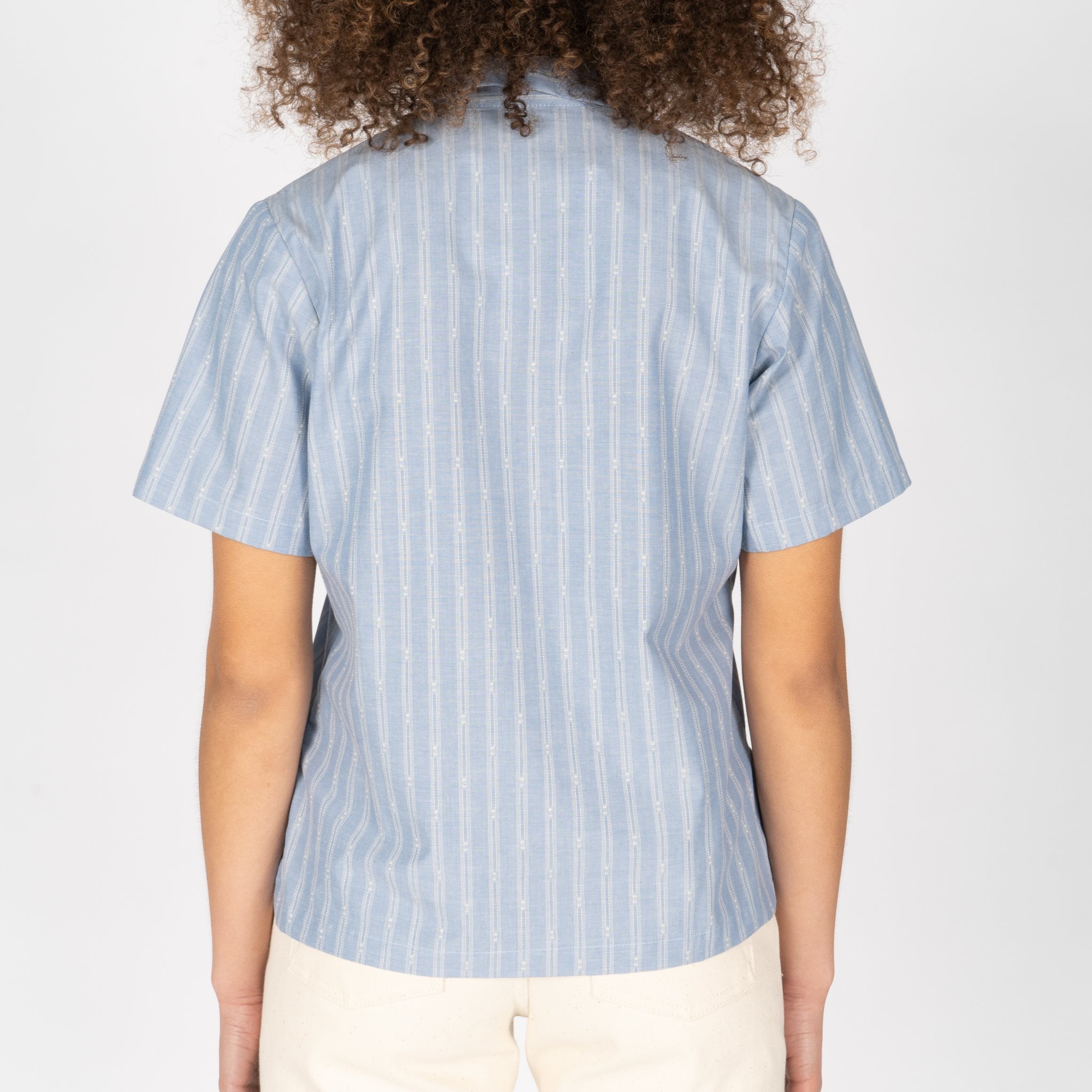 Women's Camp Collar Shirt - Vintage Dobby Stripes | Naked & Famous