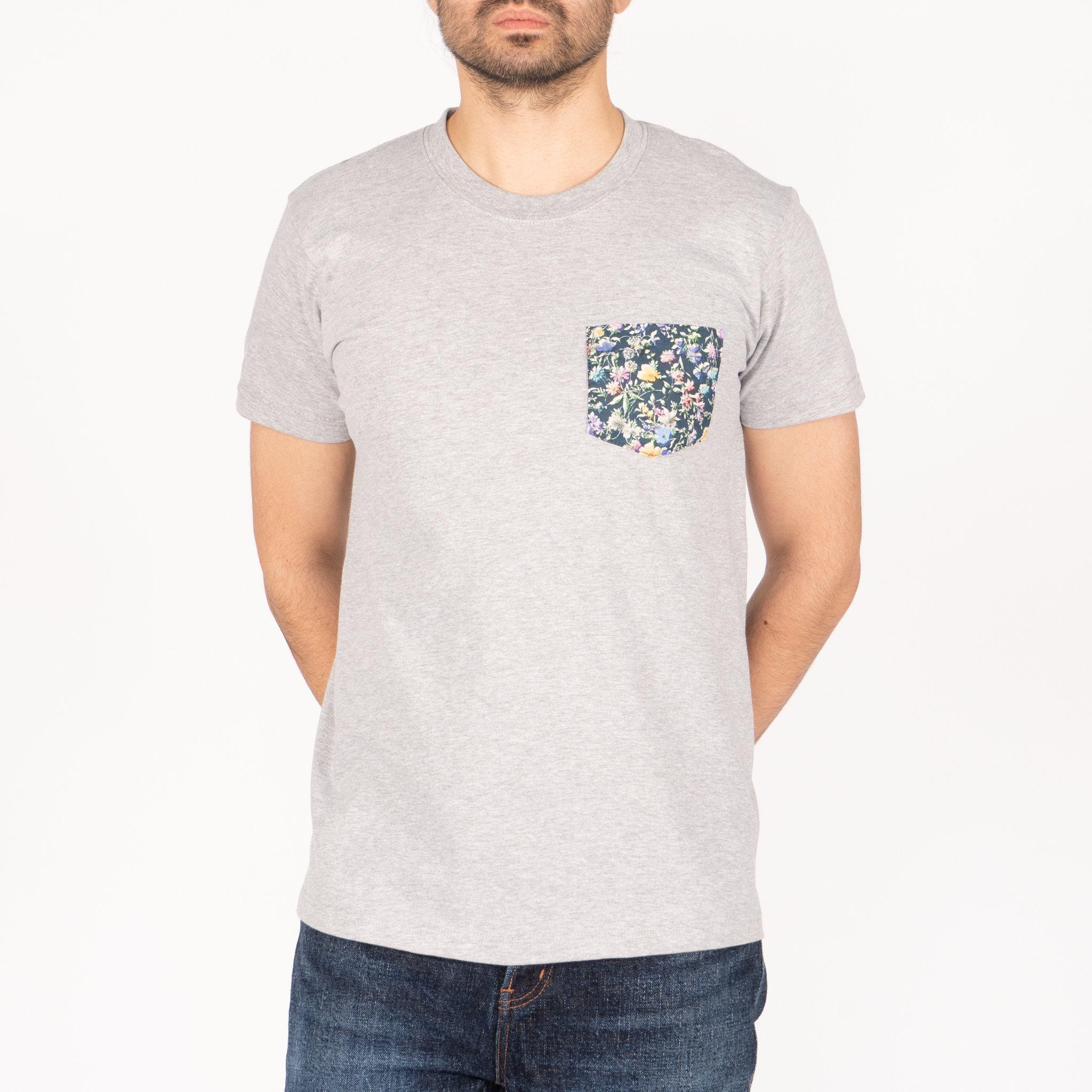 Contrast Pocket Tee - Heather SS23 Famous Denim Grey | - & Naked