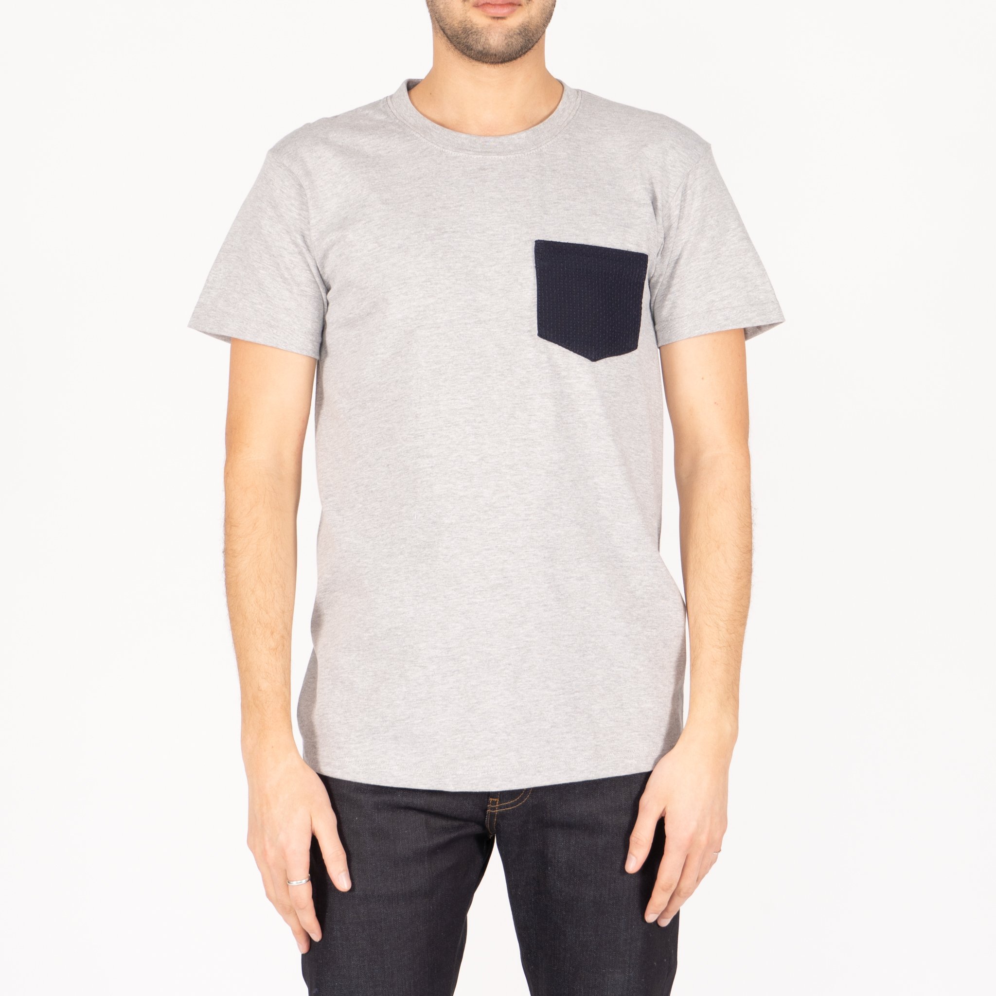 Denim Famous Tee Contrast Heather - Pocket Naked - Grey & SS23 |