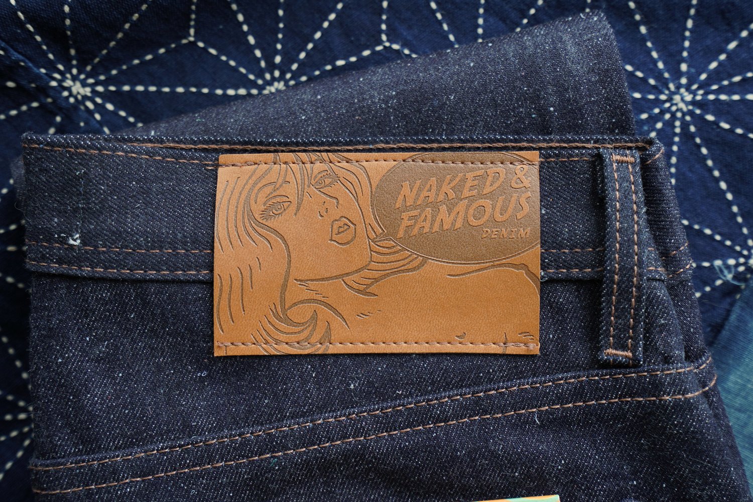 Recycled Kimono Selvedge - Leather Patch
