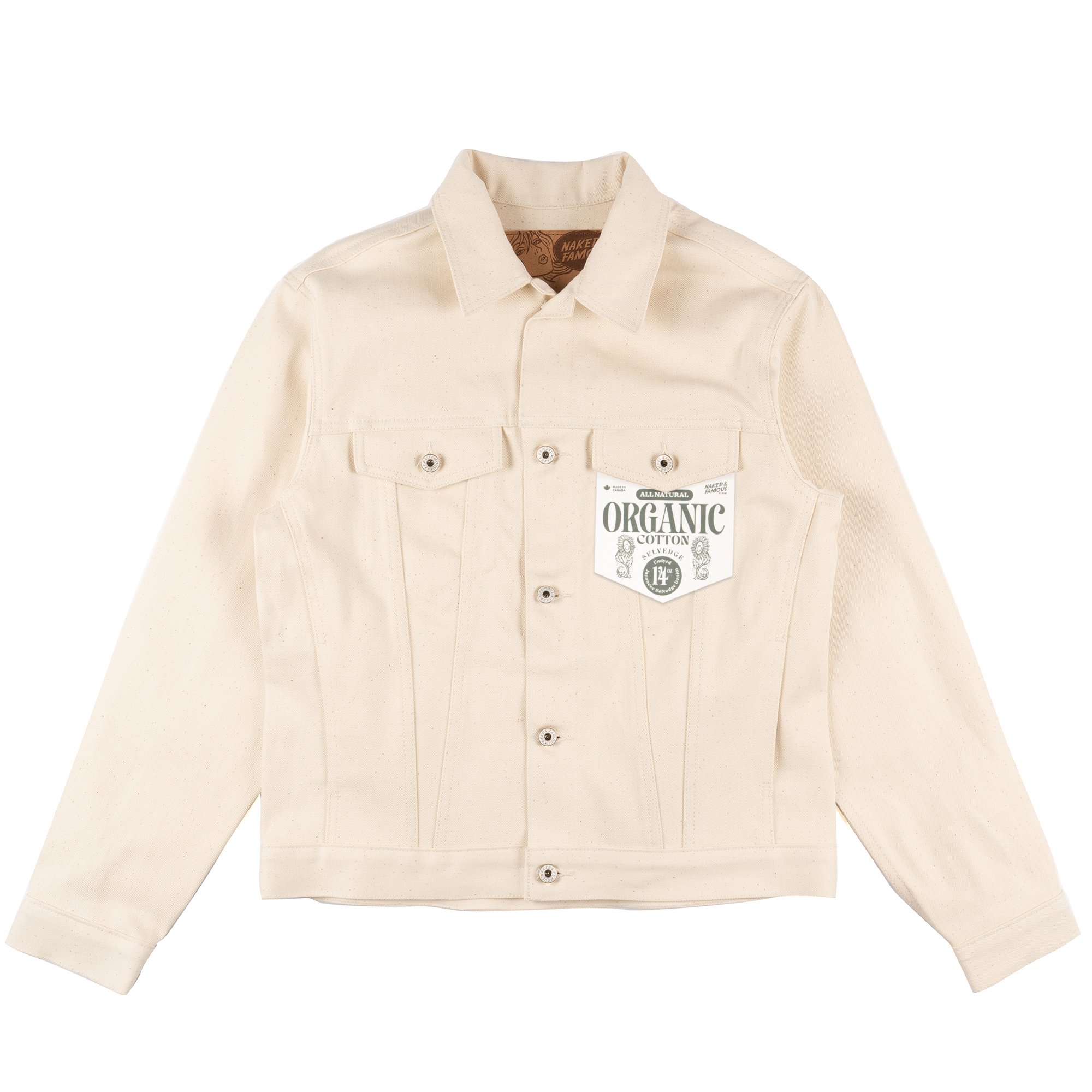  Denim Jacket - All Natural Organic Cotton Selvedge - flat front 