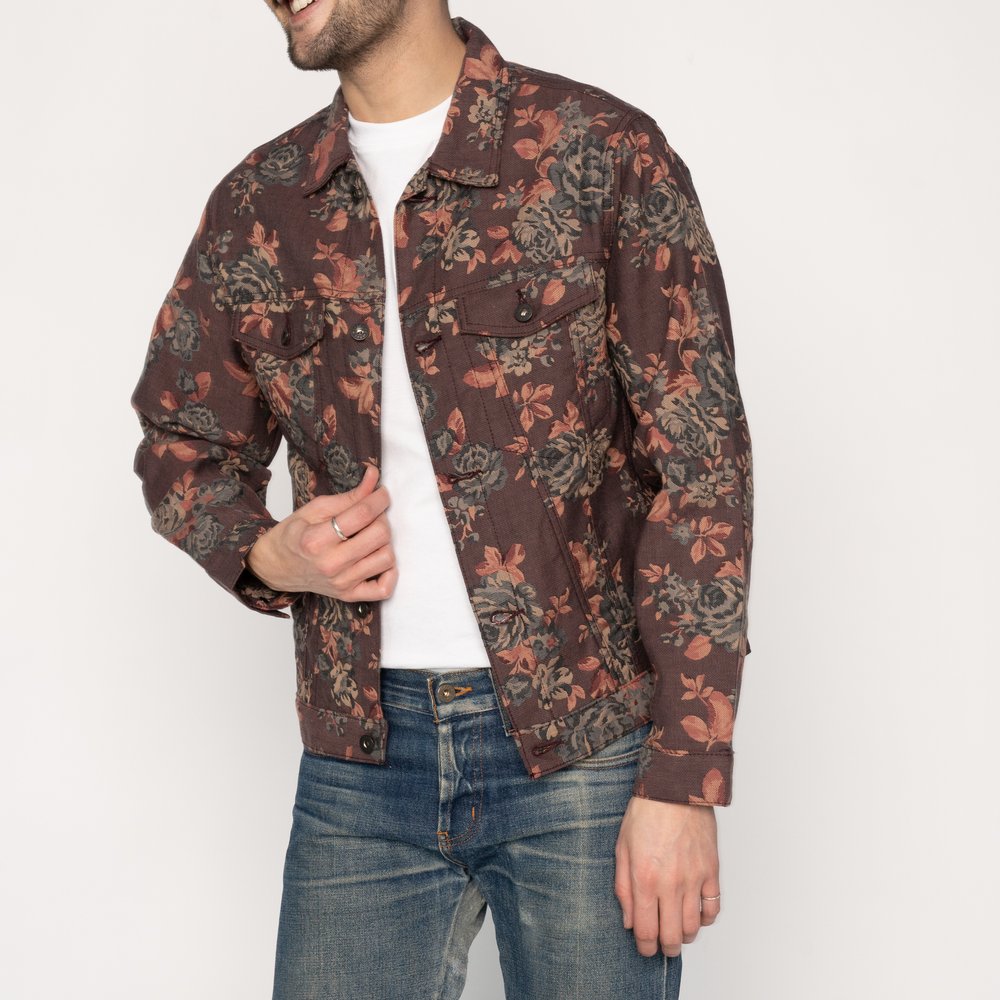 Floral jacquard denim jacket