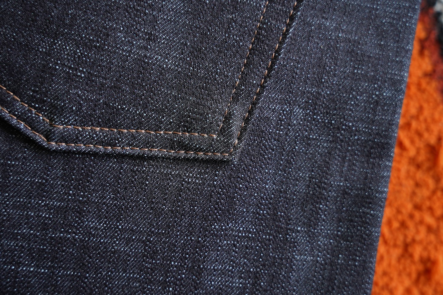 Selvedge extensible flammé - Détail du tissu