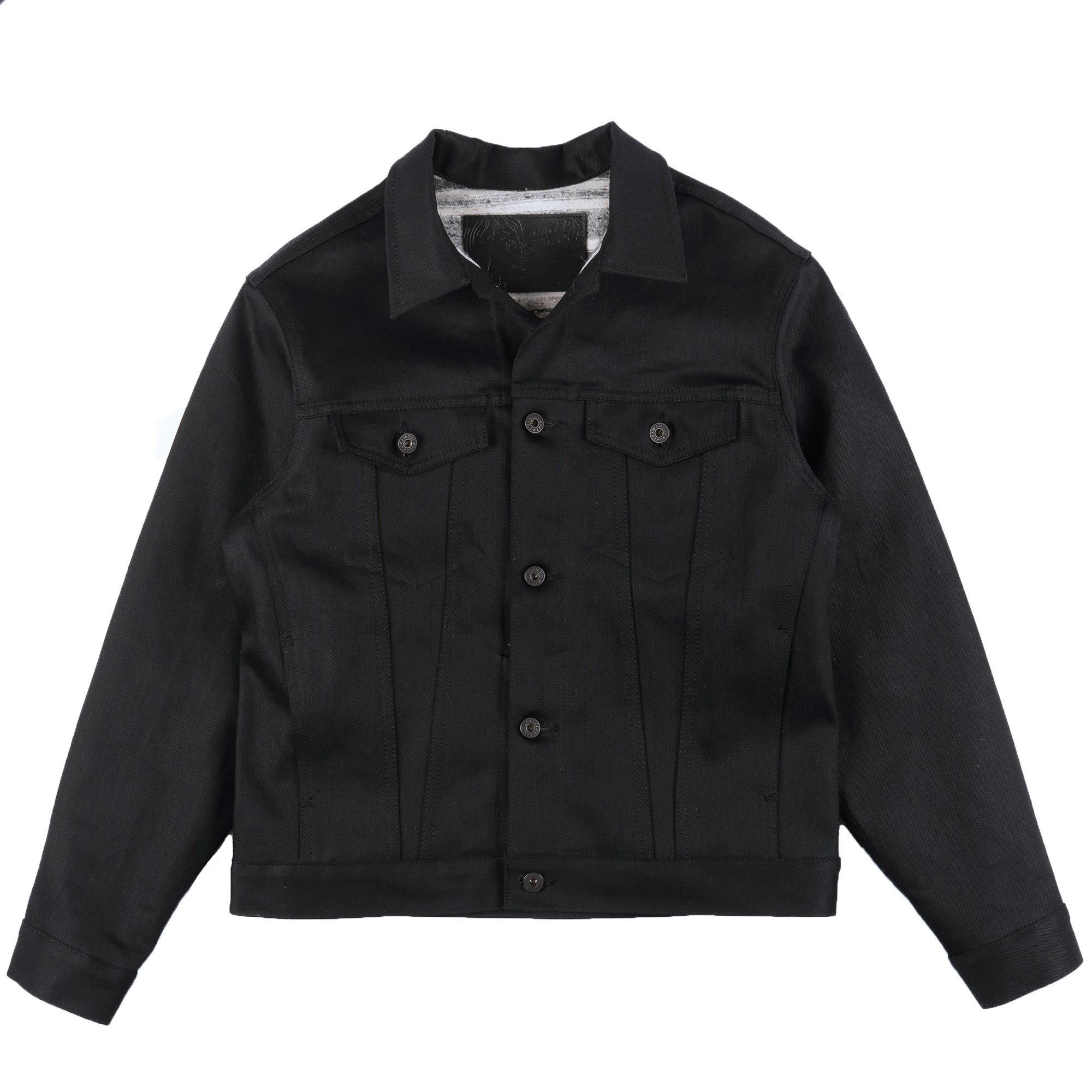  Solid Black Selvedge Lined Denim Jacket 