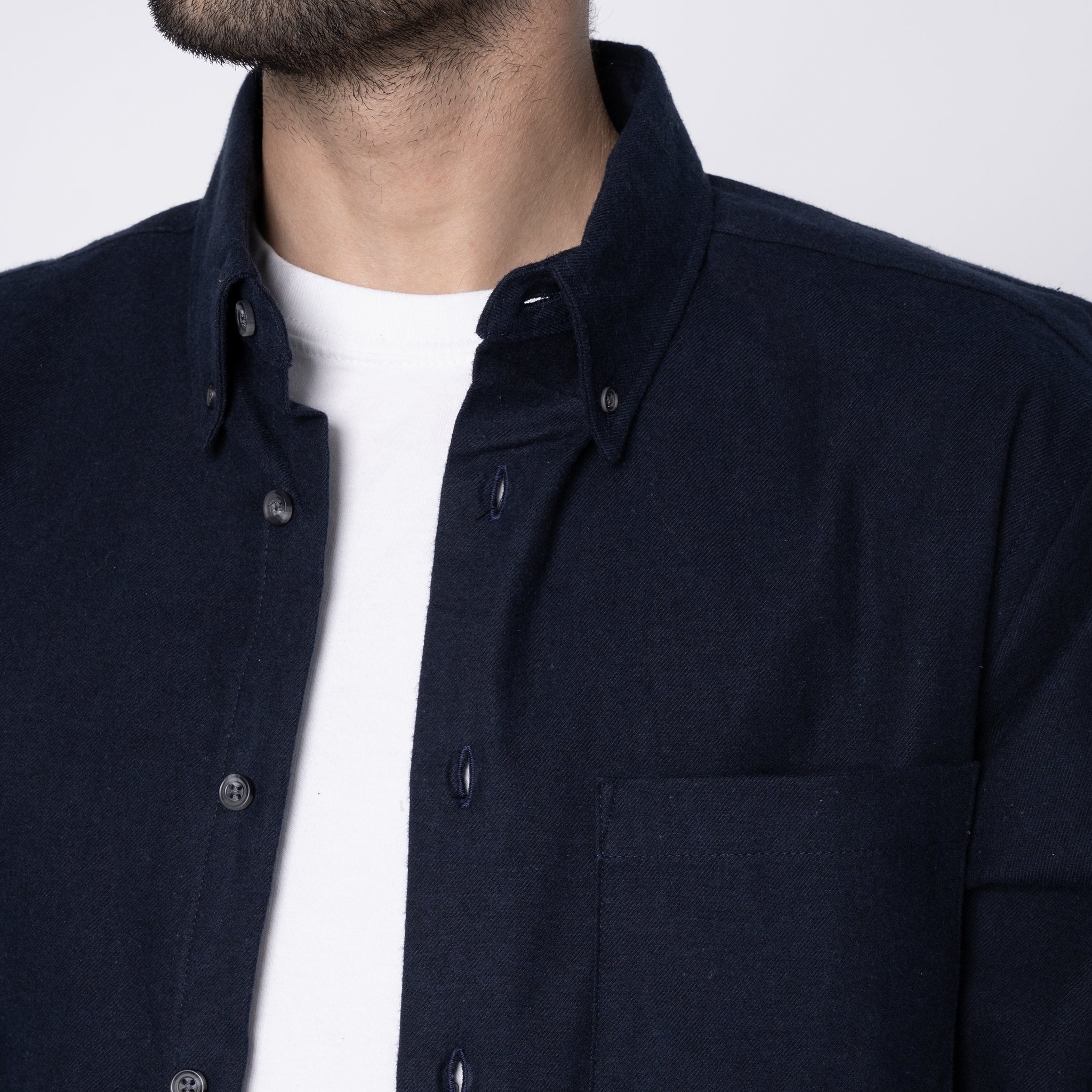  Easy Shirt - Solid Flannel - Navy 