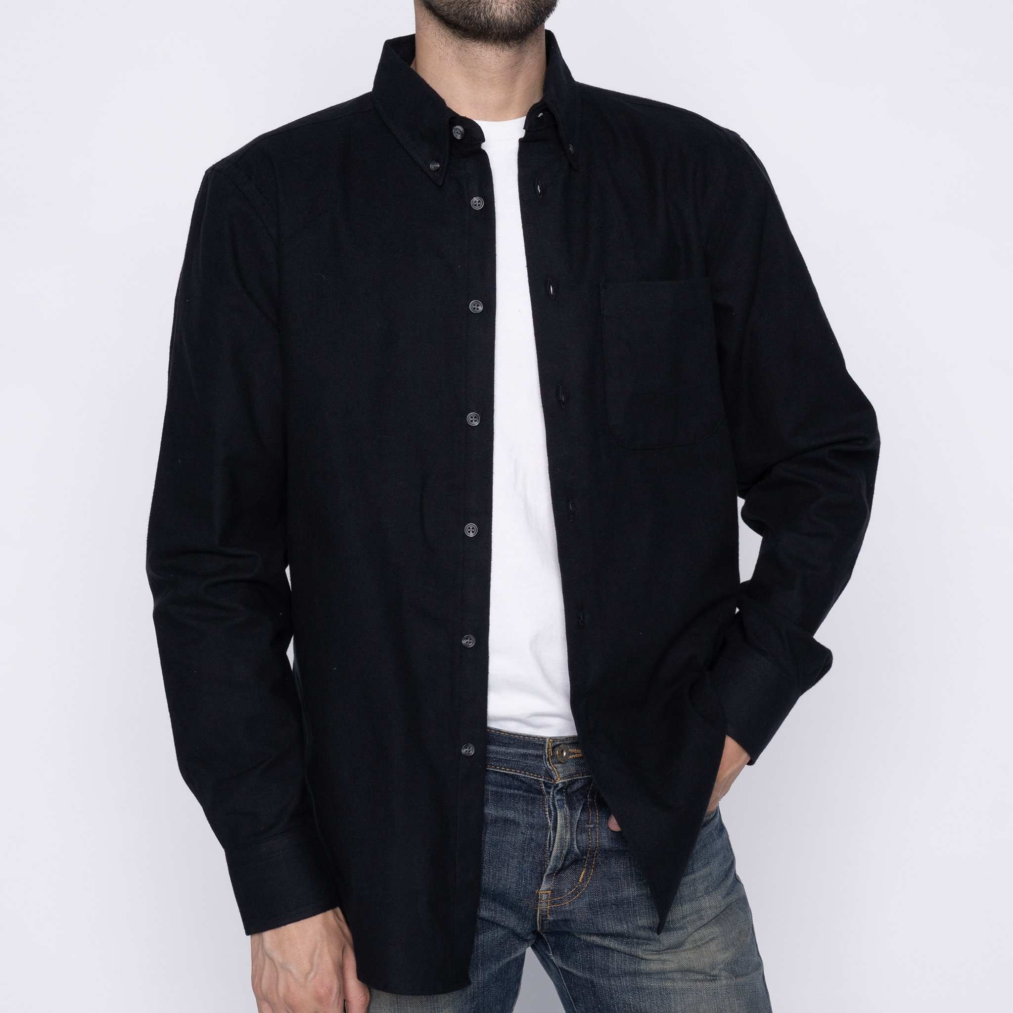  Easy Shirt - Solid Flannel - Black 
