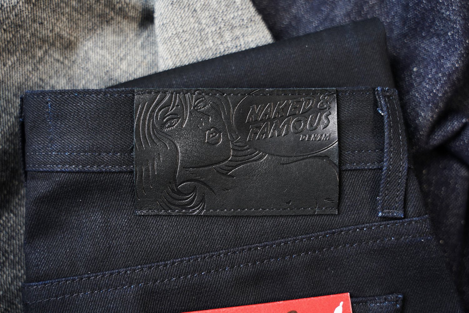 Sumi Ink Coated Selvedge - Leather Patch