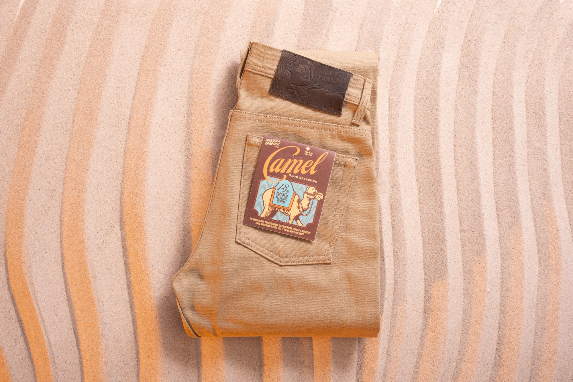 Camel Slub Selvedge - Folded Flat