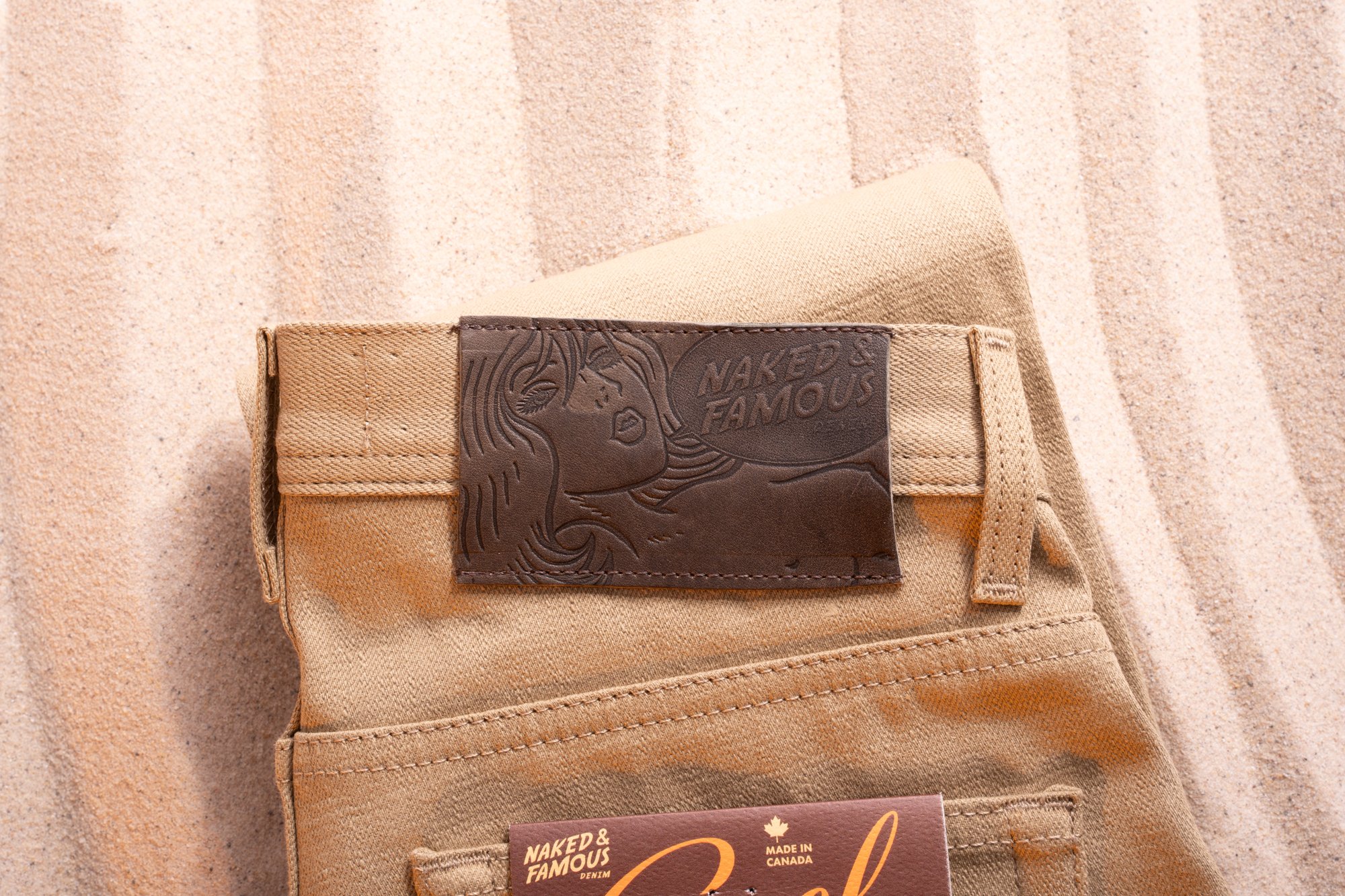 Camel Slub Selvedge - Leather Patch