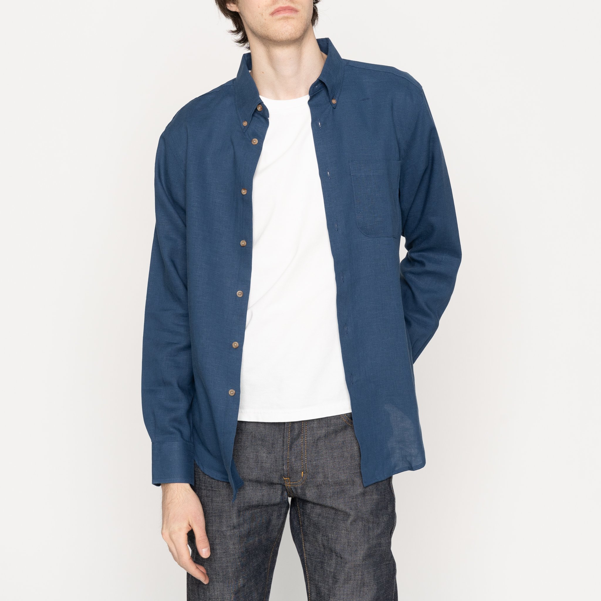 Easy Shirt - French Linen Fine Canvas - Blue 