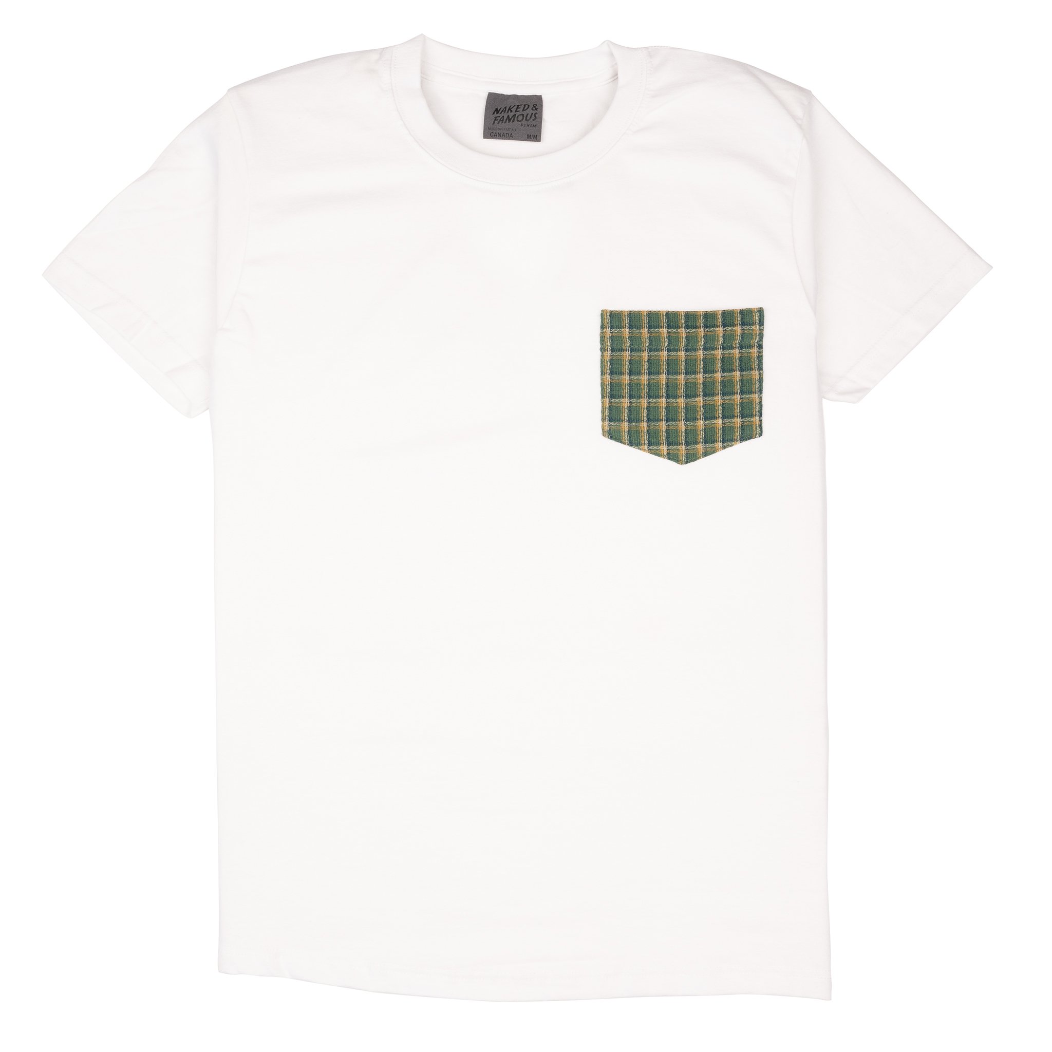  Pocket Tee - White + Yarn Dyed Double Cloth Green 