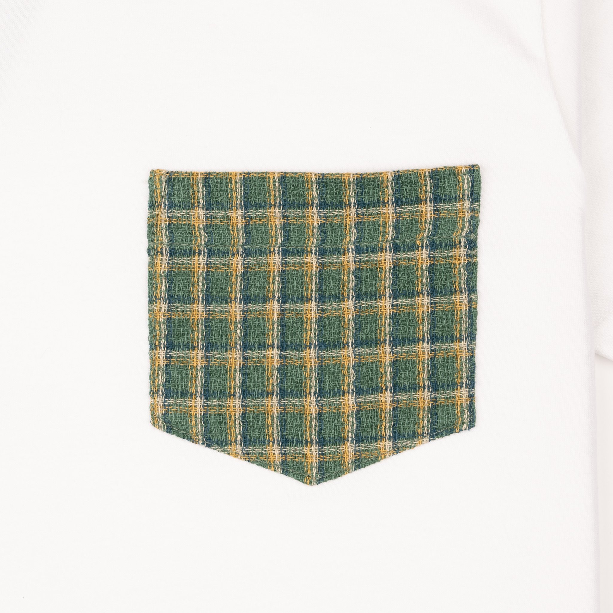  Pocket Tee - White + Yarn Dyed Double Cloth Green 