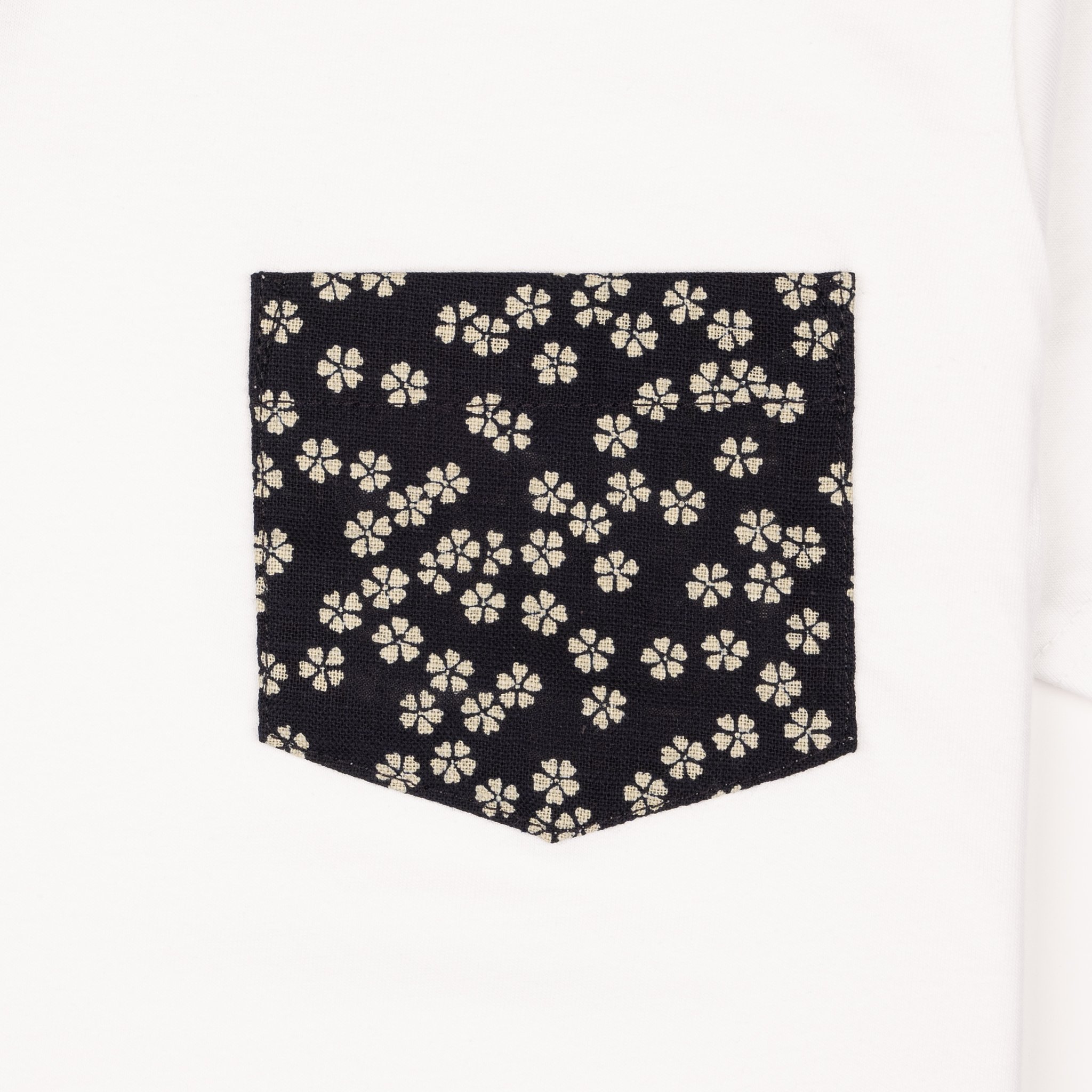  Pocket Tee - White + Kimono Flowers 