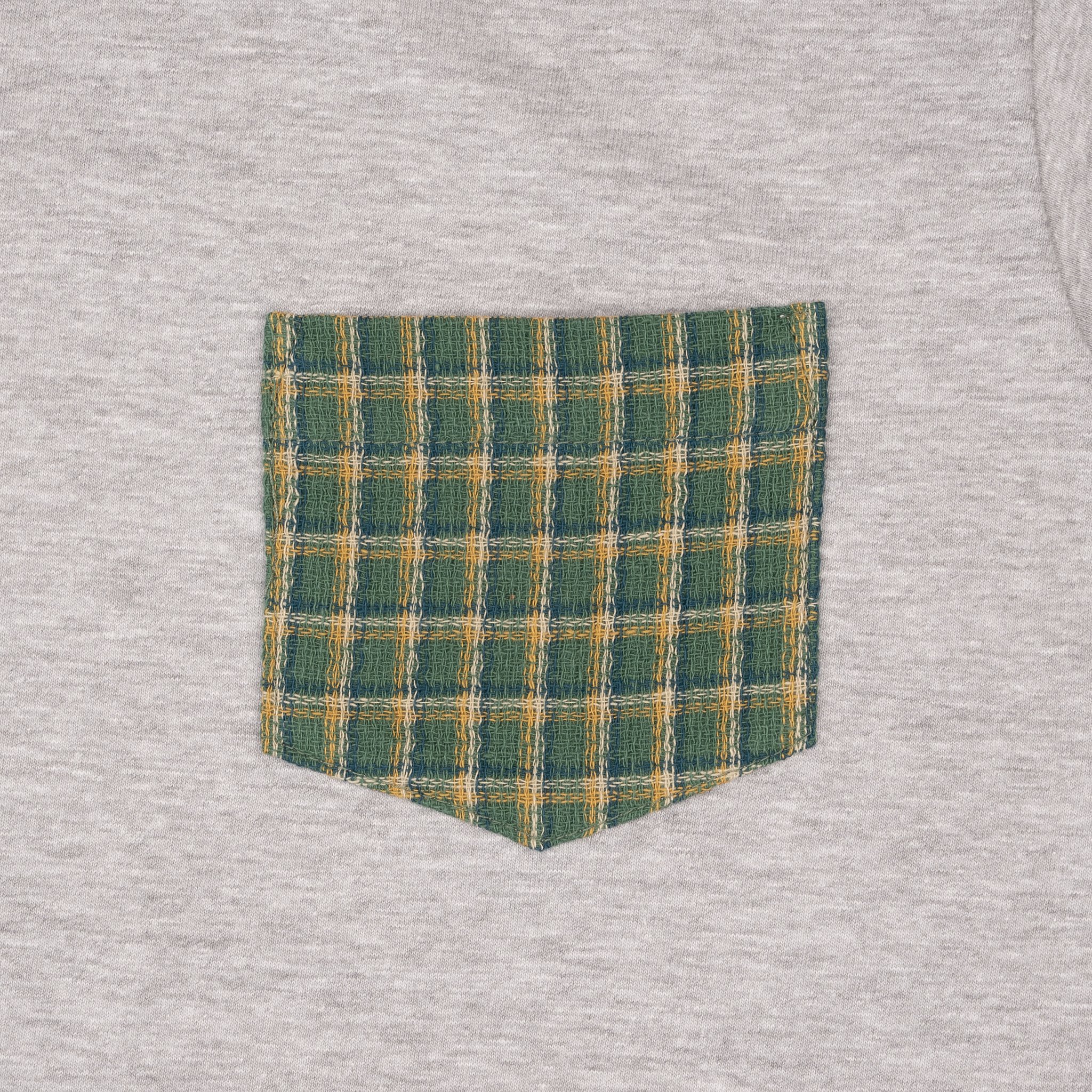  Pocket Tee - Grey - Yarn Dyed Double Cloth Green 