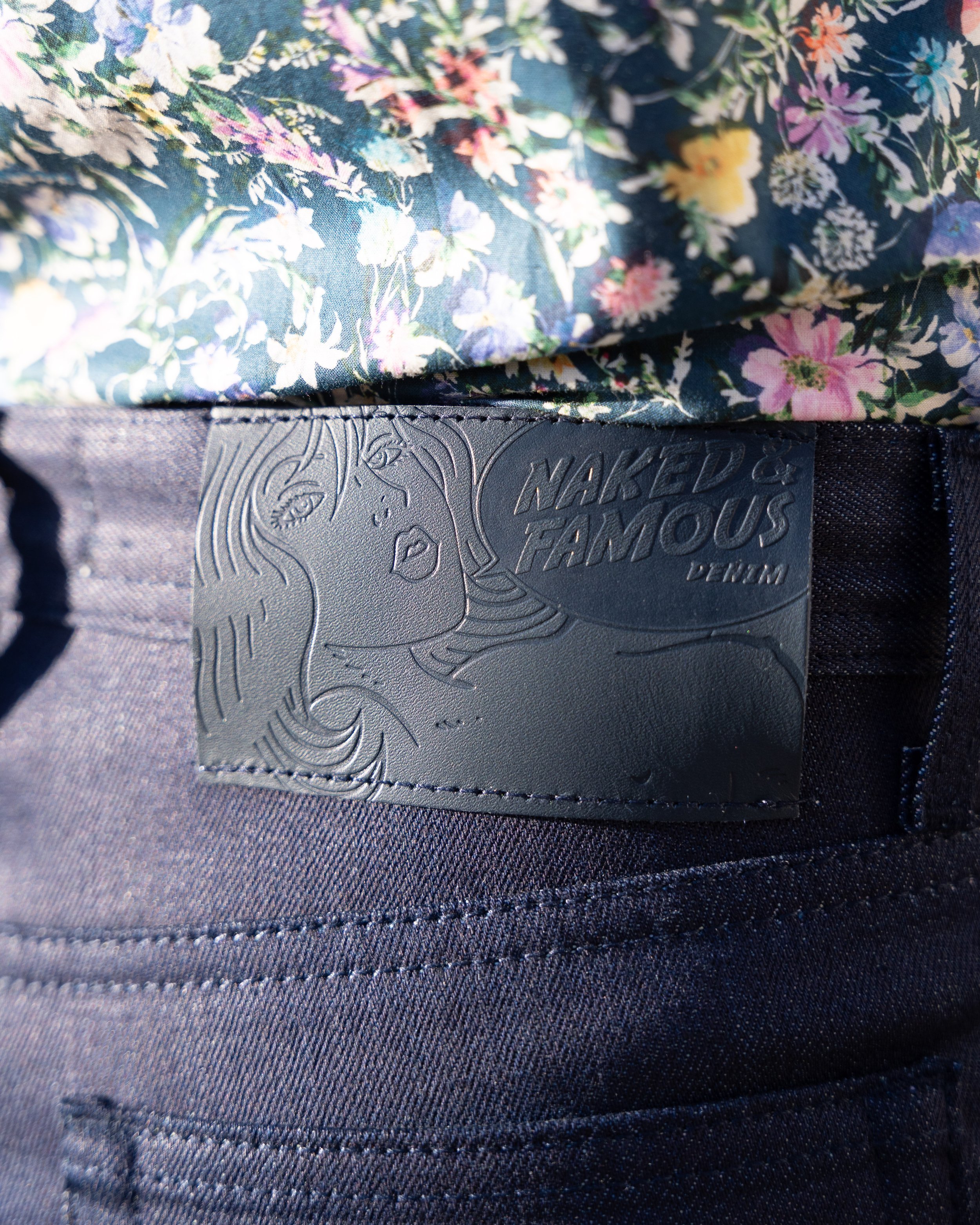 Spring Garden Selvedge - Lifestyle - Leather Patch