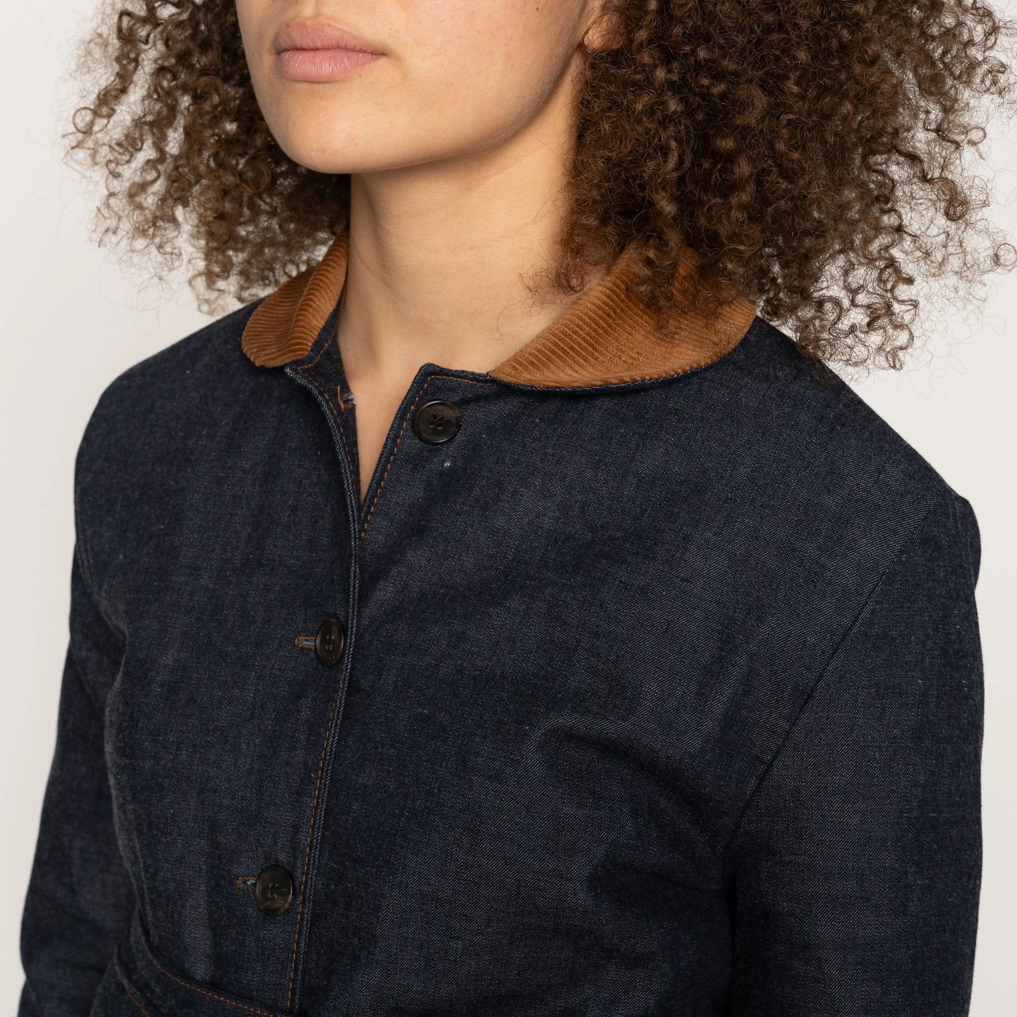 Balmoral Jacket - Slub Nep Rinsed Denim - collar